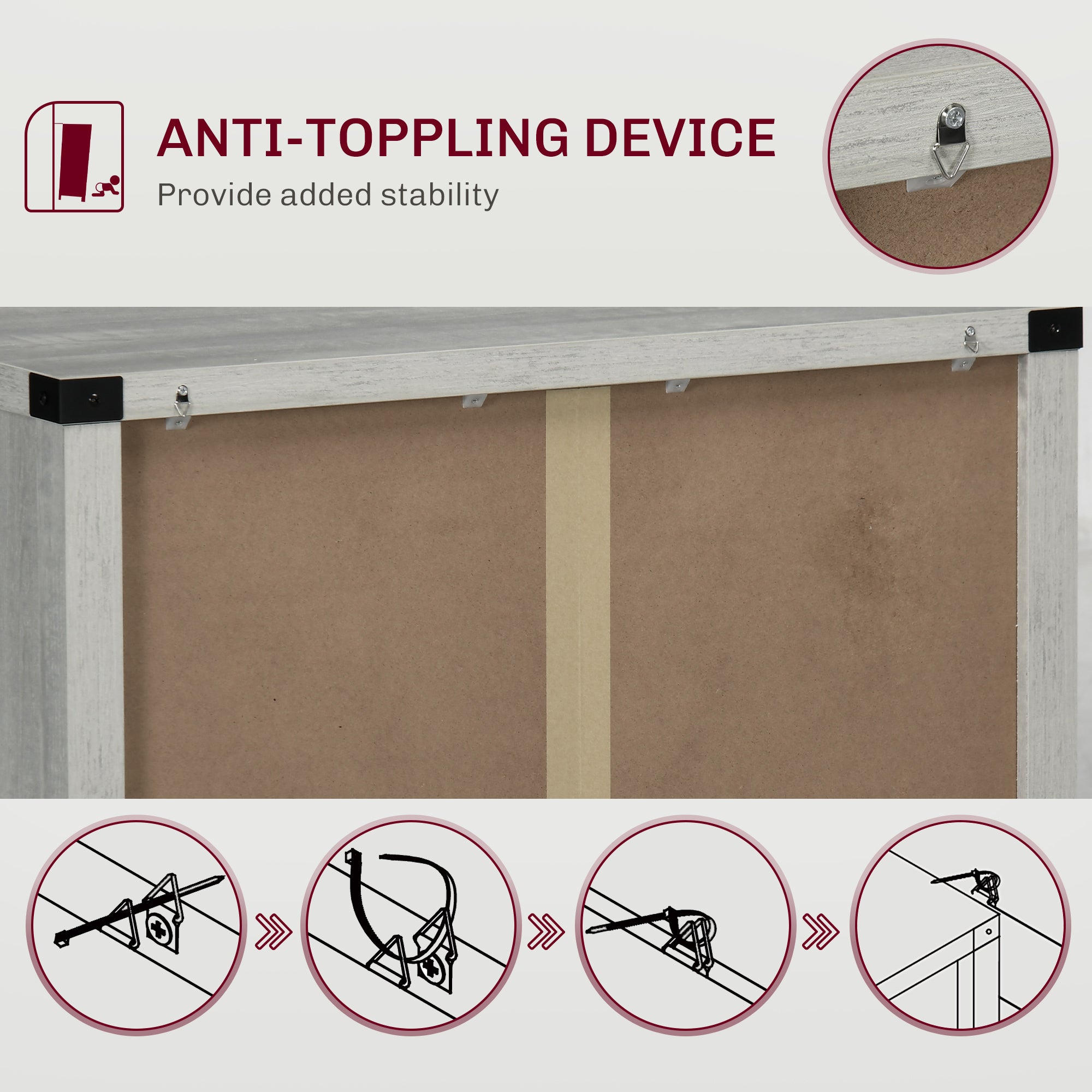 Farmhouse Sideboard, Storage Buffet Cabinet w/ 2 Barn Doors & Drawer, Gray