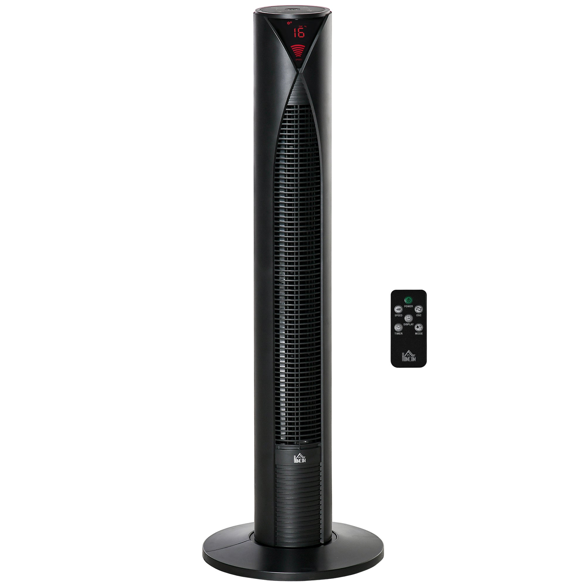 Freestanding Tower Fan Cooling for Home Bedroom with Oscillating, 4 Modes, 3 Speeds, 12h Timer, LED Sensor Panel, Remote Controller, Black