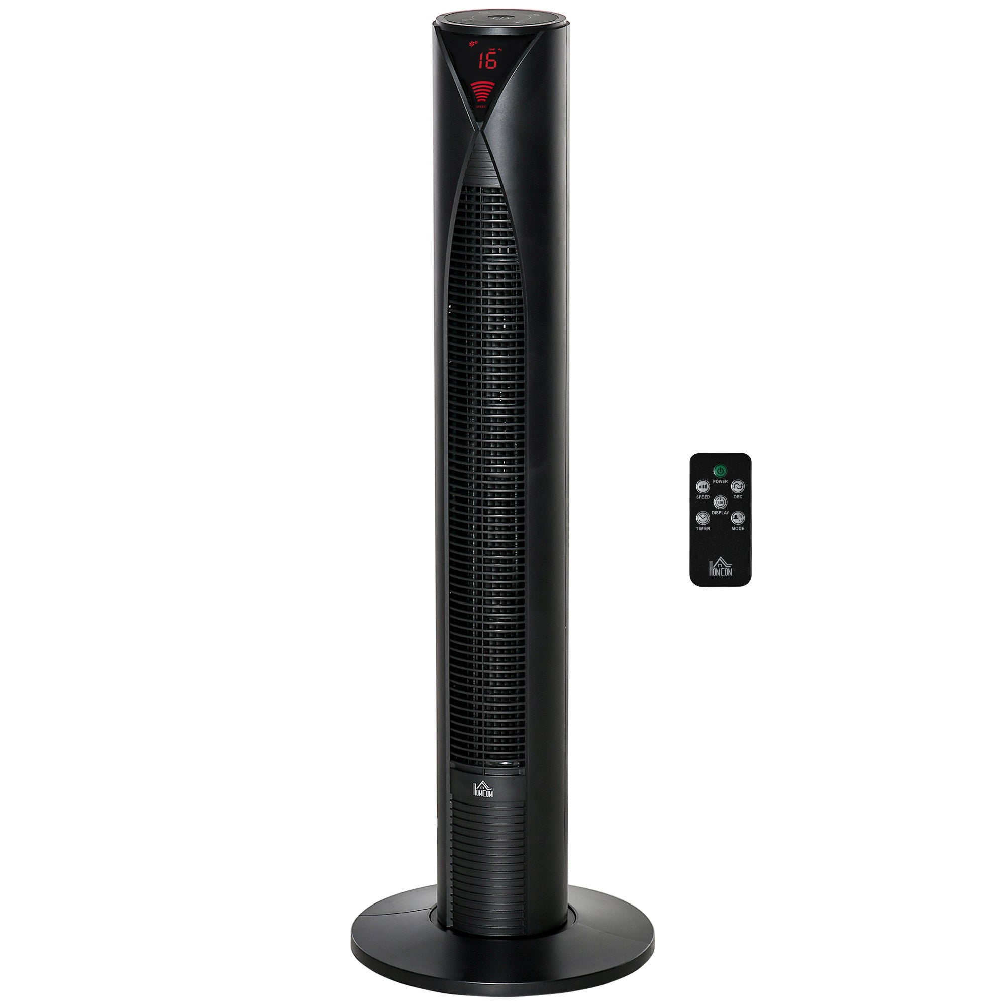Freestanding Tower Fan Cooling for Home Bedroom with Oscillating, 4 Modes, 3 Speeds, 12h Timer, LED Sensor Panel, Remote Controller, Black