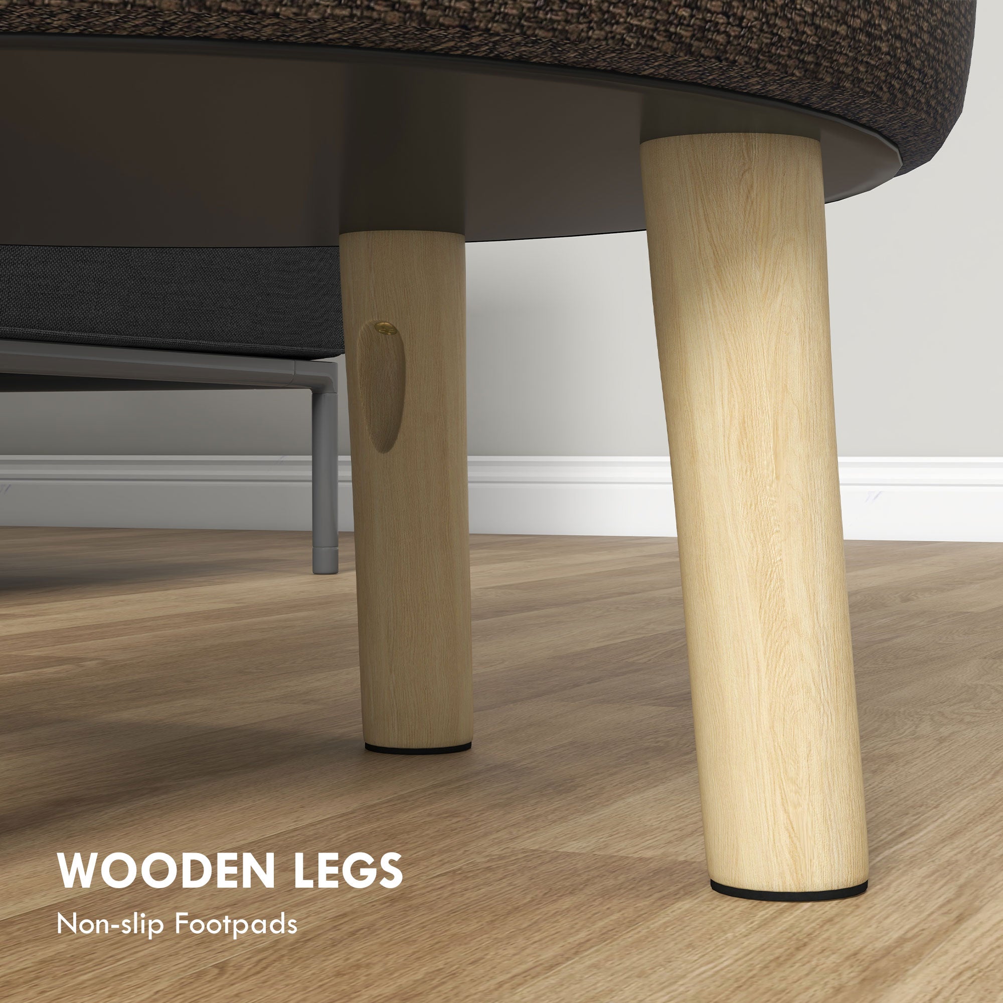 HOMCOM Round Storage Stool, Linen Fabric Upholstered Foot Stool with Removable Top, Padded Seat, Hidden Space and Wooden Legs for Living Room, Brown