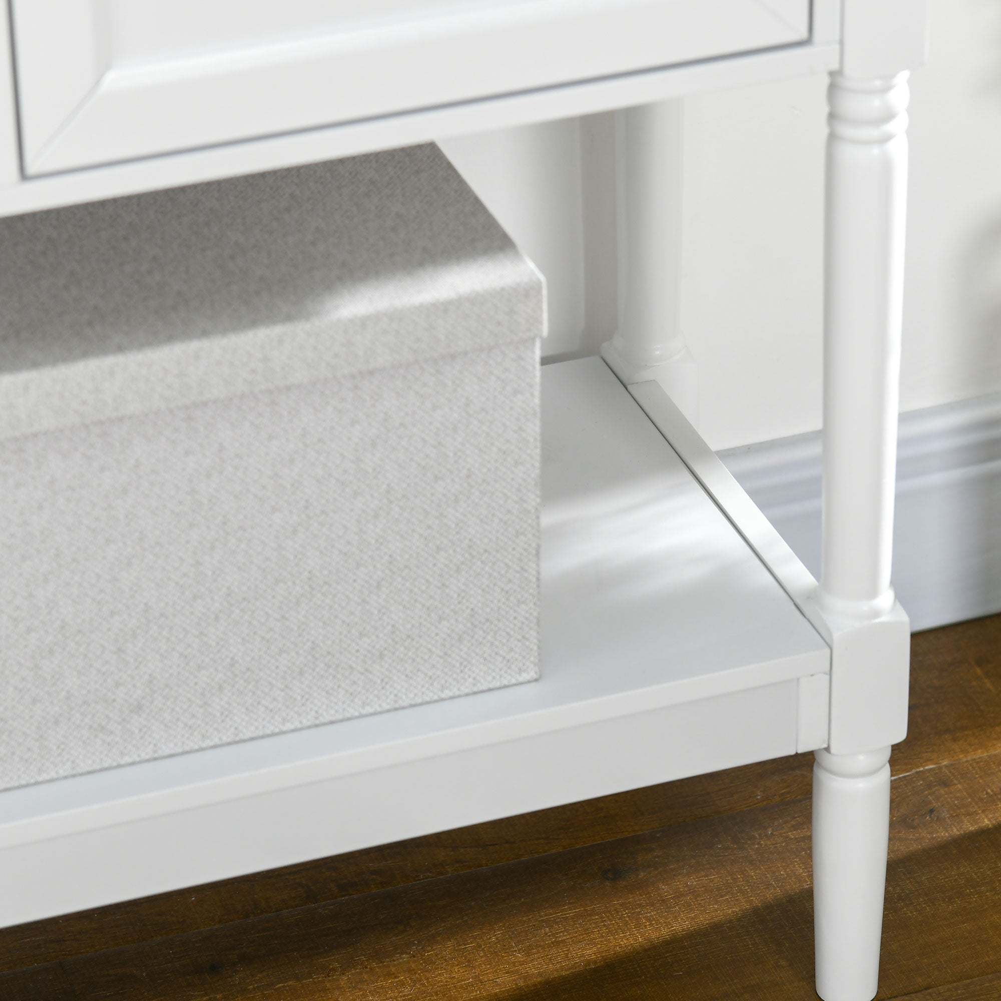 Console Table with 2 Drawers Cabinets & Bottom Shelf, Vintage Entryway Table, White