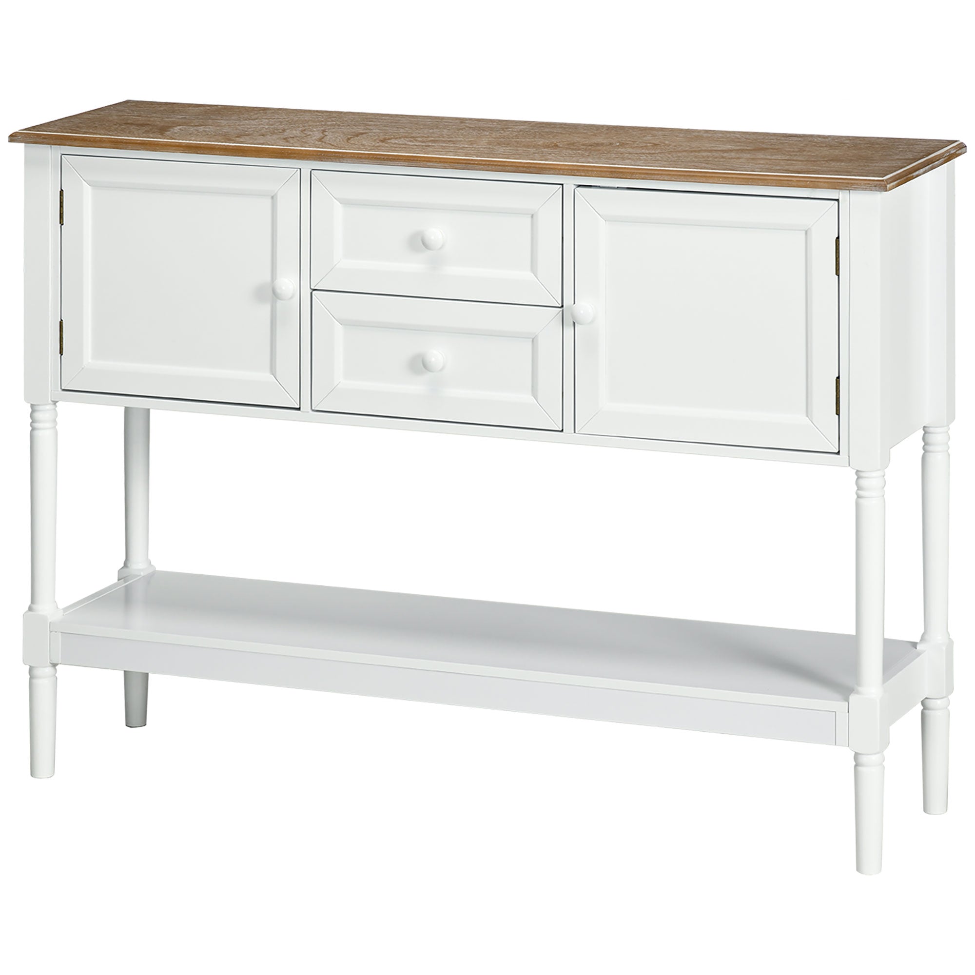 Console Table with 2 Drawers Cabinets & Bottom Shelf, Vintage Entryway Table, White