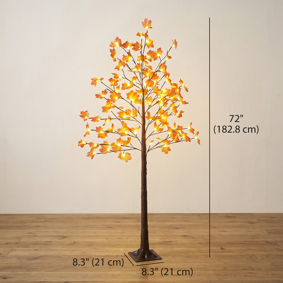 6FT Artificial Lighted Maple Tree with 96 LED Lights, Daily Timer, Fall Decoration with 8 Bendable Branches for Home Indoor Sheltered Outdoor, Thanksgiving Decor