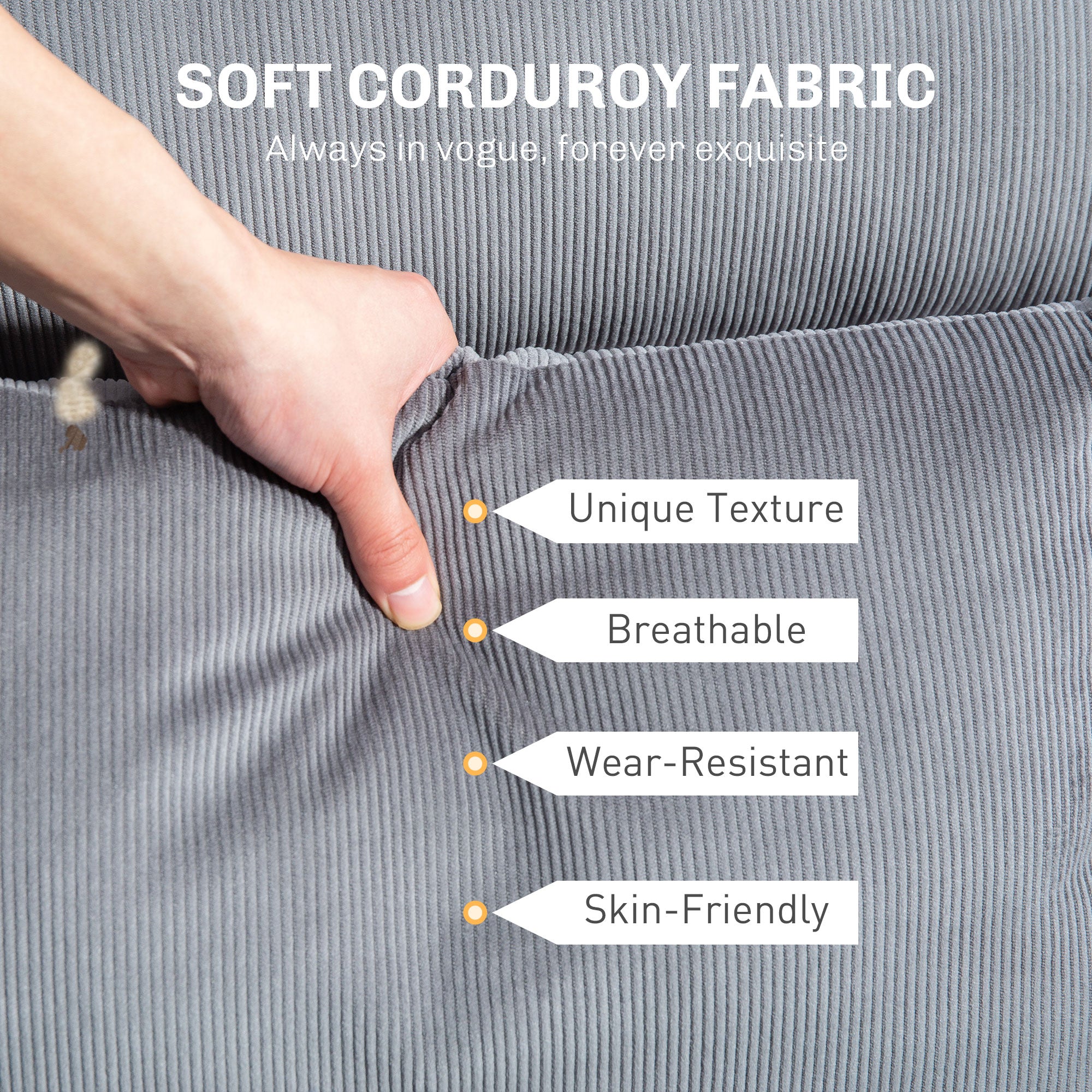 HOMCOM Large Overstuffed Office Chair with Lumbar Support, High Back Reclining Executive Corduroy Computer Desk Chair with Footrest, Swivel Wheels, Gray