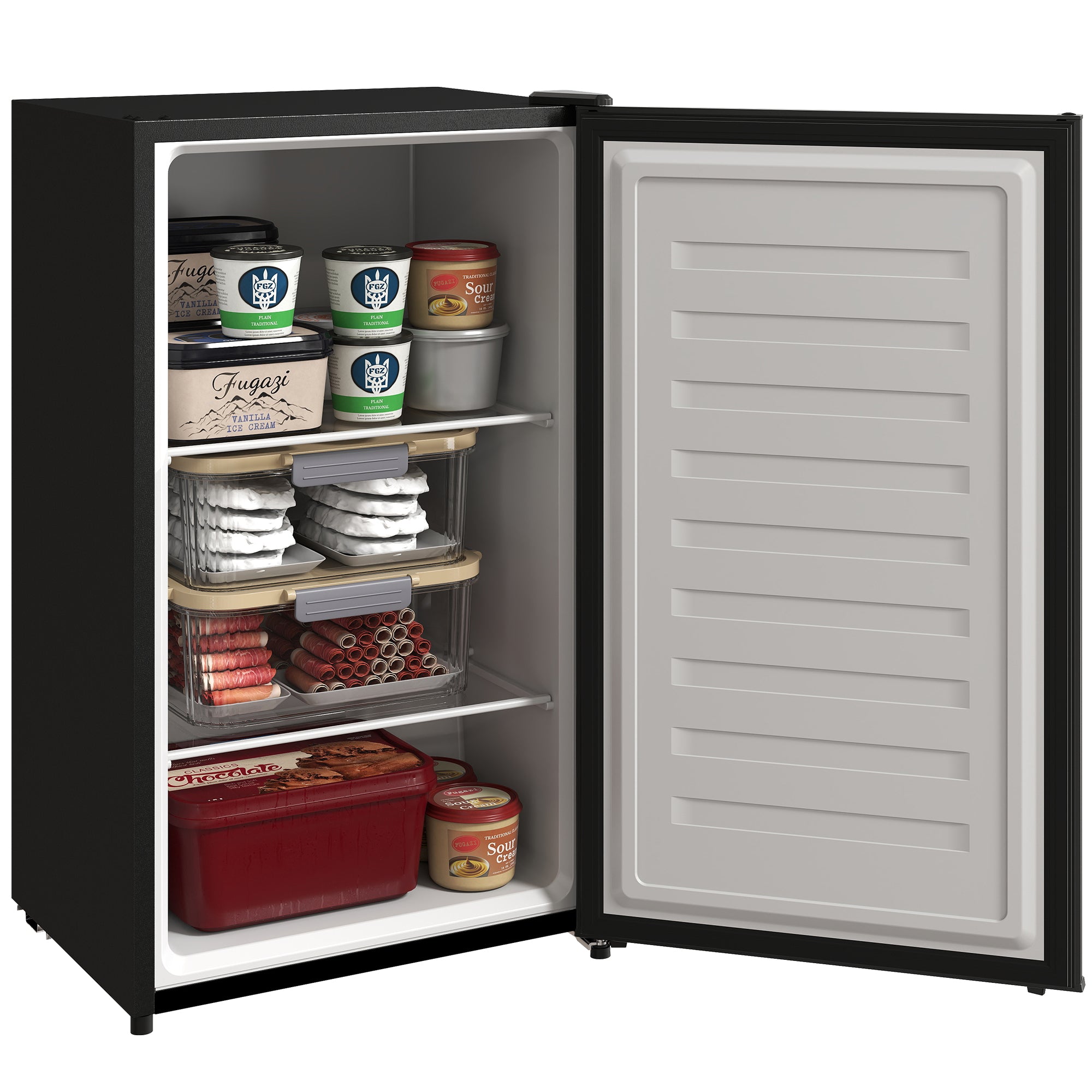 Compact Upright Freezer, 2.1 Cubic Feet Mini Freezer with Reversible Door, Removable Shelf, Adjustable Temperature for Home Office, Apartment, Dormitory, Black