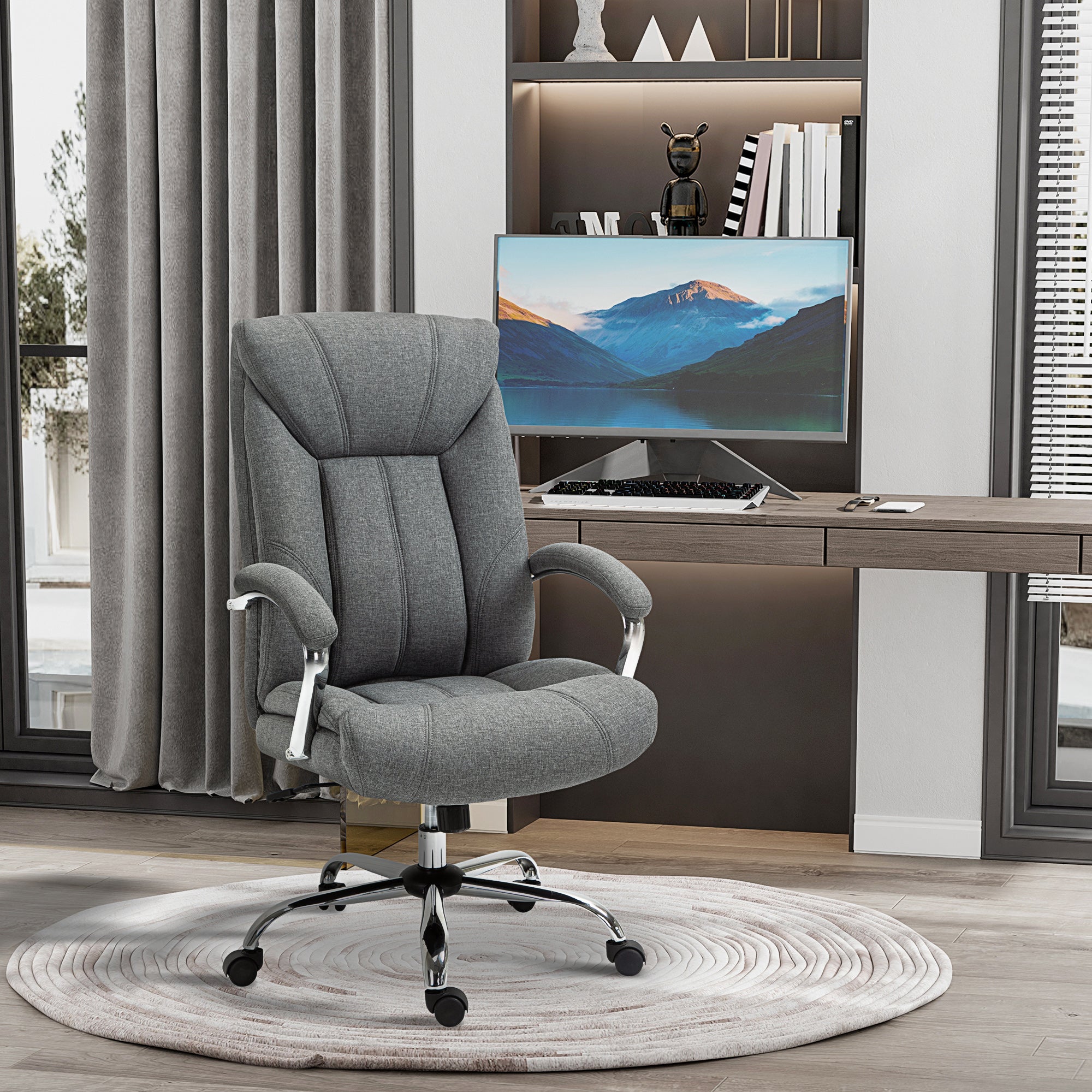 Vinsetto  Office Chair, Fabric Desk Chair, Padded Executive Chair with Adjustable Height, Swivel Wheels, Metal Star Base, Grey