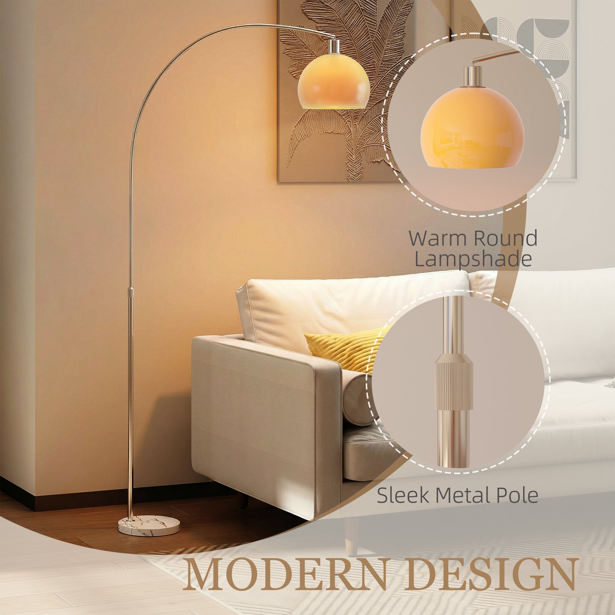 Floor Lamp for Living Room, Modern Standing Lamp with Shade & Foot Switch, Minimalist Tall Pole Lampshade for Bedroom, Office, White