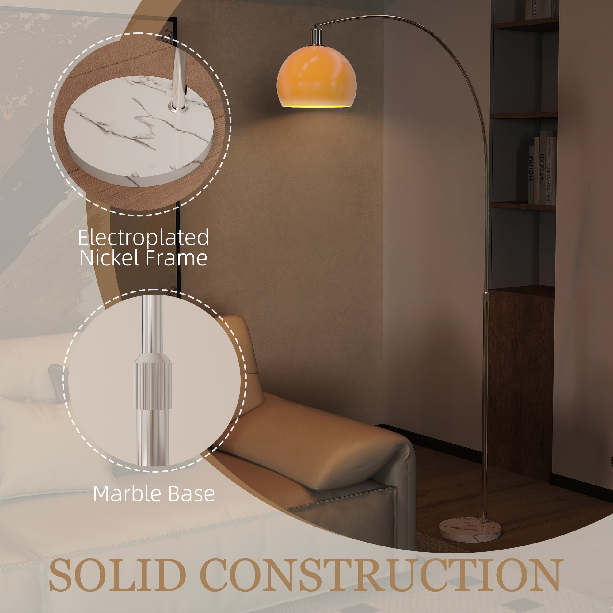 Floor Lamp for Living Room, Modern Standing Lamp with Shade & Foot Switch, Minimalist Tall Pole Lampshade for Bedroom, Office, White