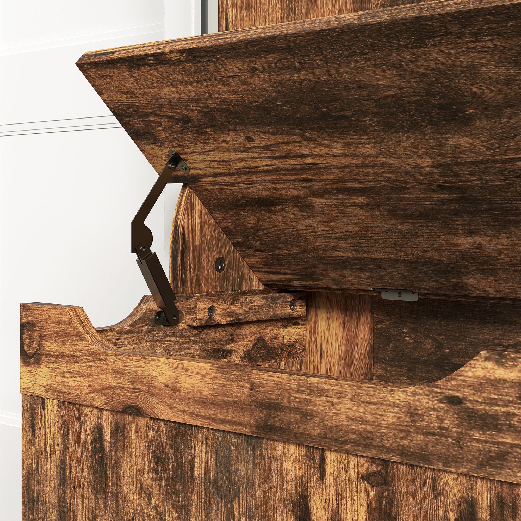 3-in-1 Entryway Bench, Coat Rack, Hall Tree, Shoe Storage & 5 Hooks, Rustic Brown