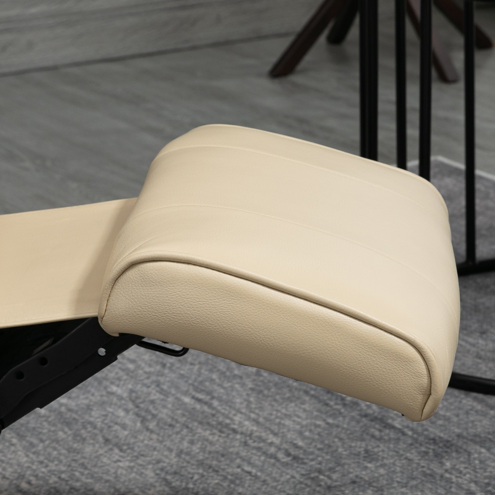 Faux Leather Recliner Chair, Swivel Recliner w/ Footrest, Armrest & Wood Base, Cream White - HOMCOM