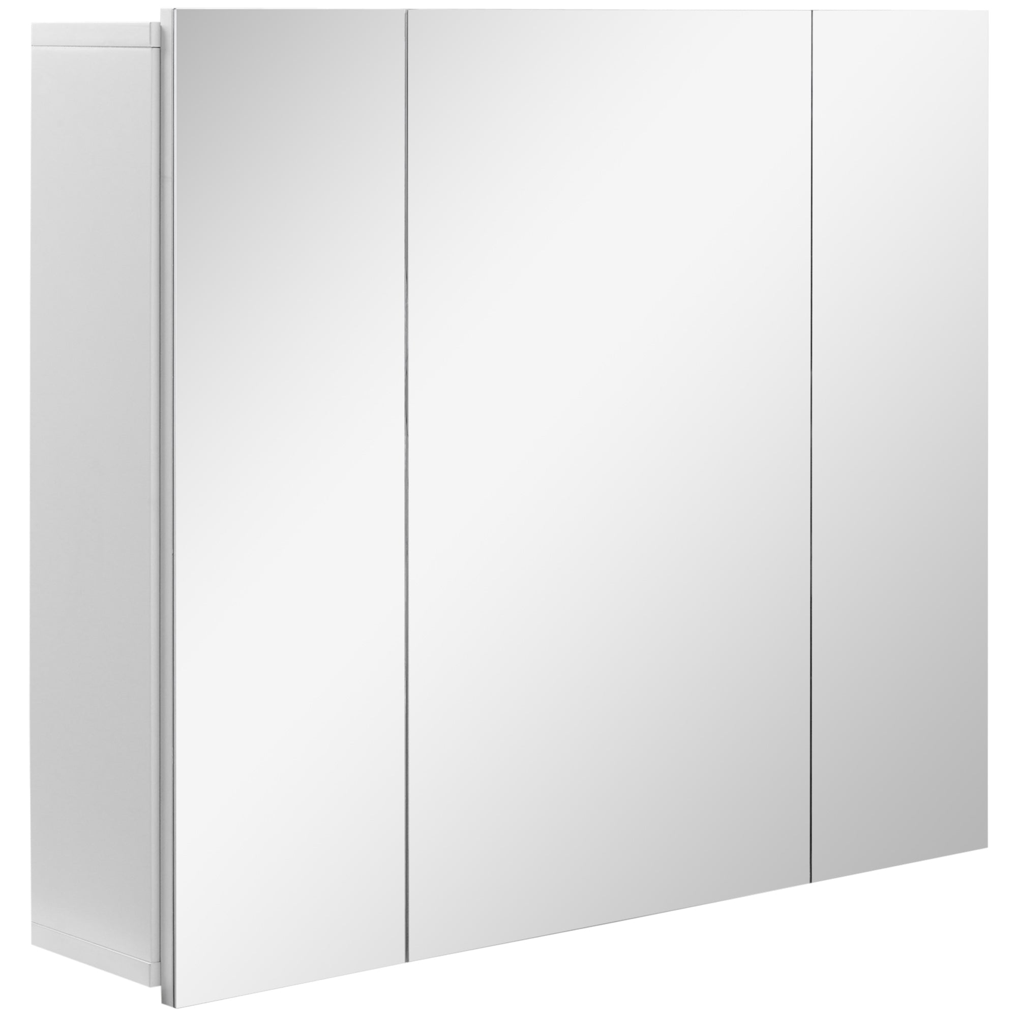 kleankin 28" x 24" Medicine Cabinet, Wall Mounted Bathroom Mirror Cabinet with Mirrored Doors, Adjustable Shelves and Soft Close Mechanism, White