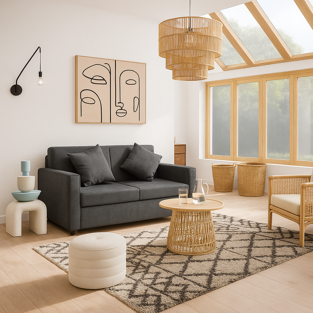 Convertible Sofa Bed, Modern Loveseat Sofa Couch w/ 2 Cushions, Hidden Storage, Dark Grey