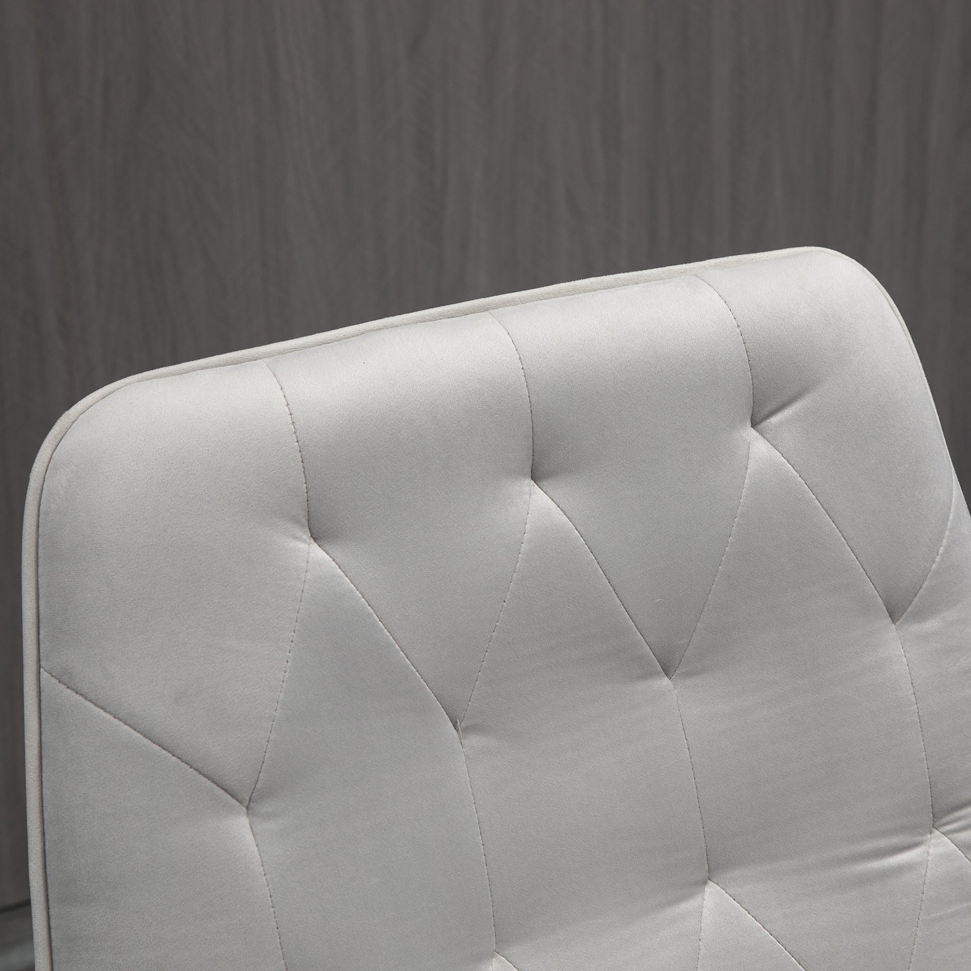 Velvet Home Office Chair Tufted Height Adjustable Desk Chair with Swivel Wheels Light Gray