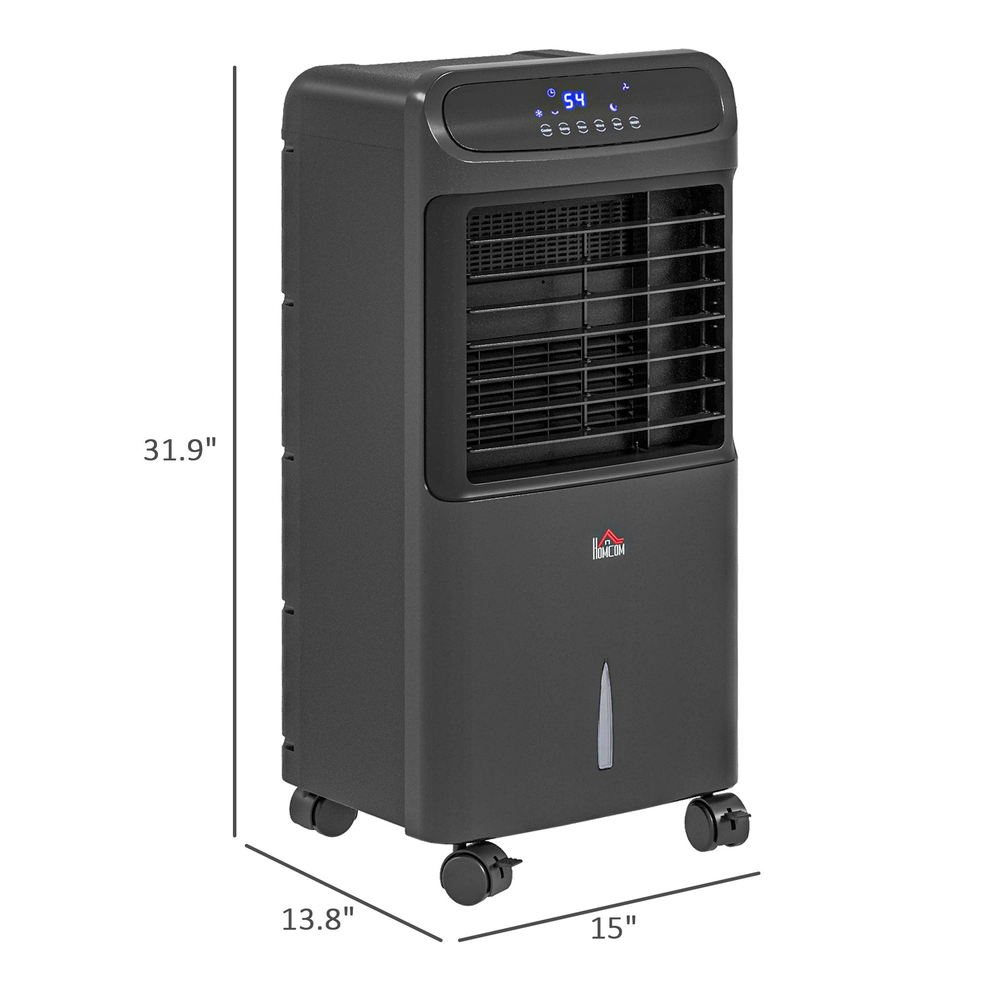3-In-1 Ice Cooling Fan, Mobile Evaporative Air Cooler with Remote, Timer, Oscillating for Home Office, Bedroom, Black - HOMCOM