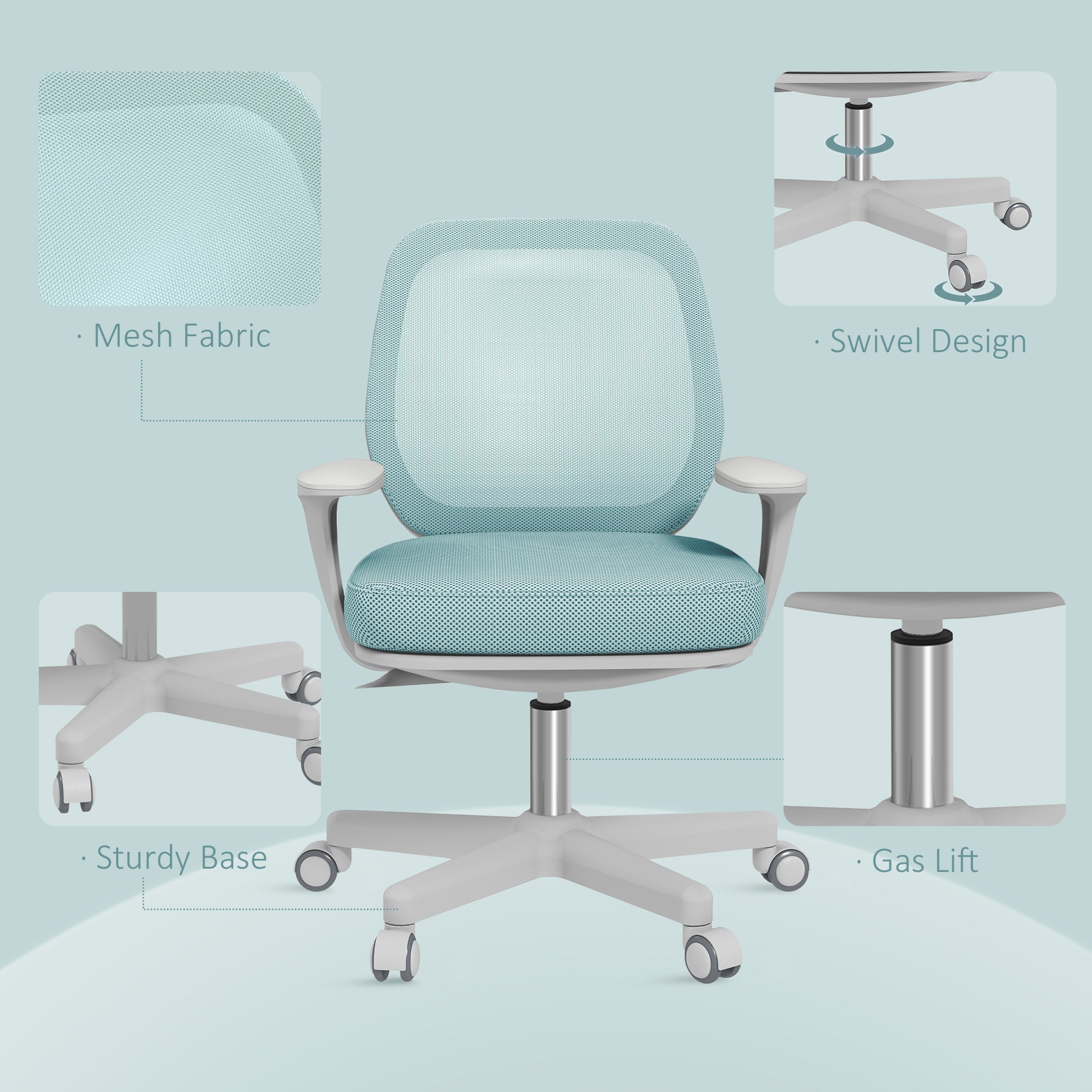 Office Chair, Breathable Mesh Swivel Desk Chair with Adjustable Height for Home Office, Study, Light Green