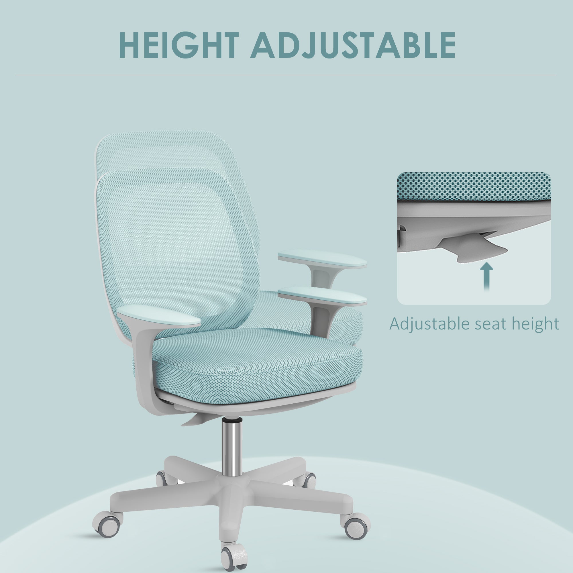 Office Chair, Breathable Mesh Swivel Desk Chair with Adjustable Height for Home Office, Study, Light Green