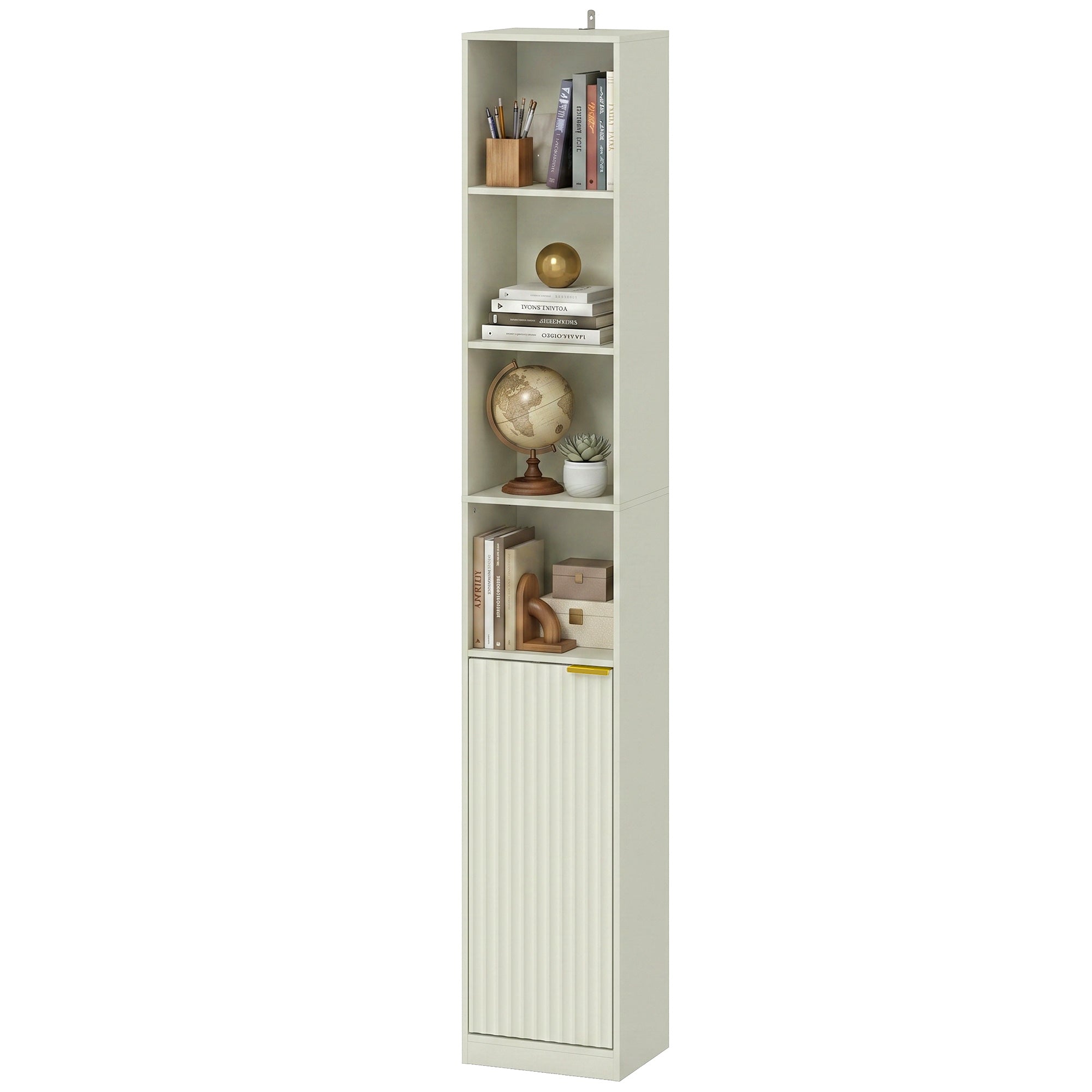 Bookcase, 6-Tier Tall Bookshelf, Open Book Shelf with Storage Cabinet and Adjustable Shelf, Anti-Tip Hardware for Living Room, Bedroom, Home Office, Light Green