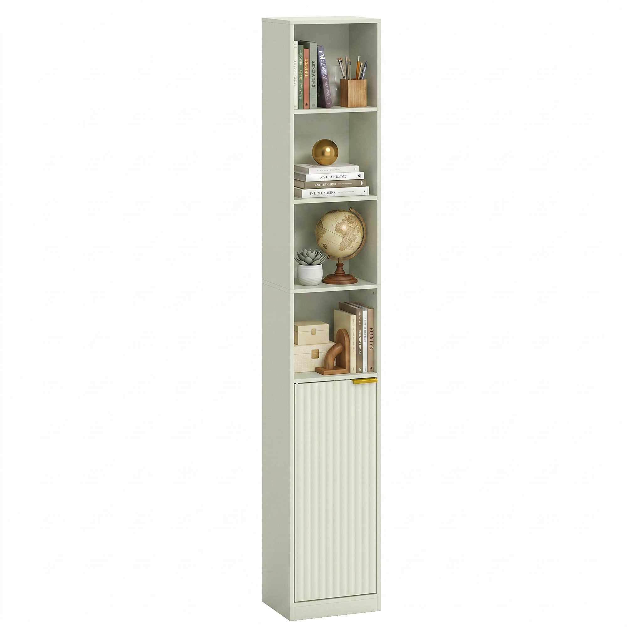 Bookcase, 6-Tier Tall Bookshelf, Open Book Shelf with Storage Cabinet and Adjustable Shelf, Anti-Tip Hardware for Living Room, Bedroom, Home Office, Light Green