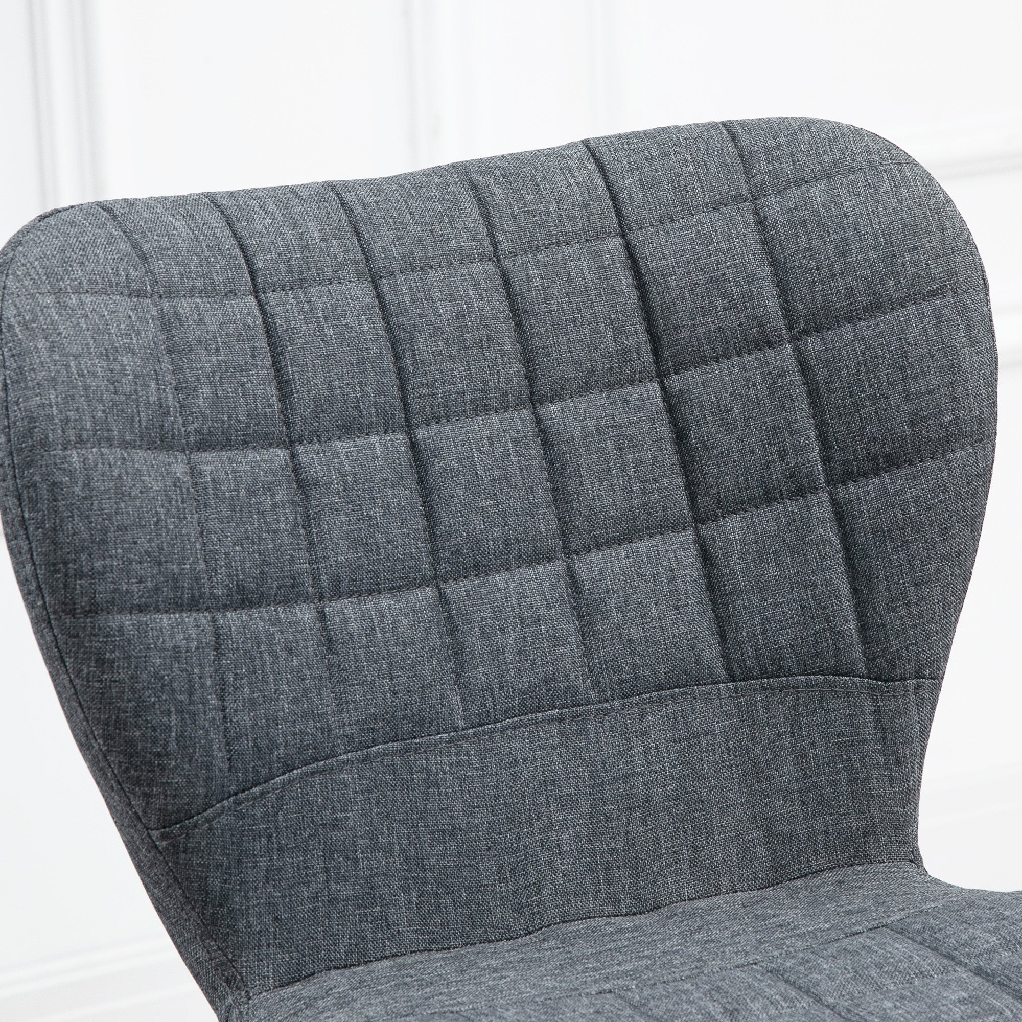 HOMCOM Bar Stools Set of 2, Adjustable Height Swivel Bar Chairs, Linen-feel Fabric Upholstered Kitchen Counter Stools with Wide Seat, Back and Footrest, Grey