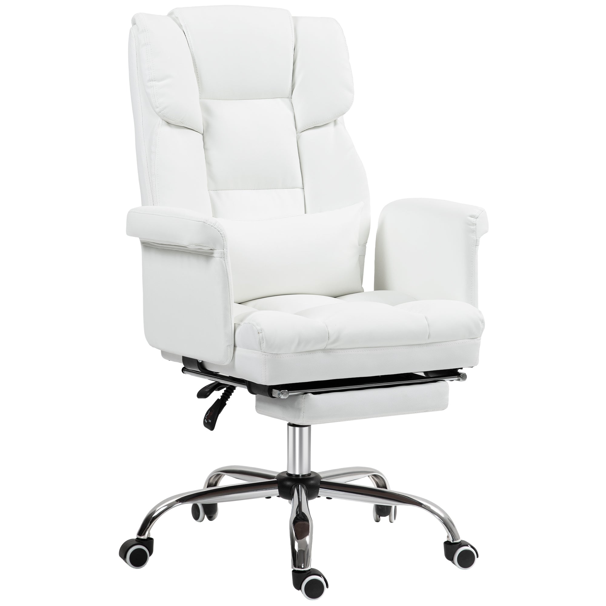 Executive Office Chair with Footrest and Lumbar Support, White
