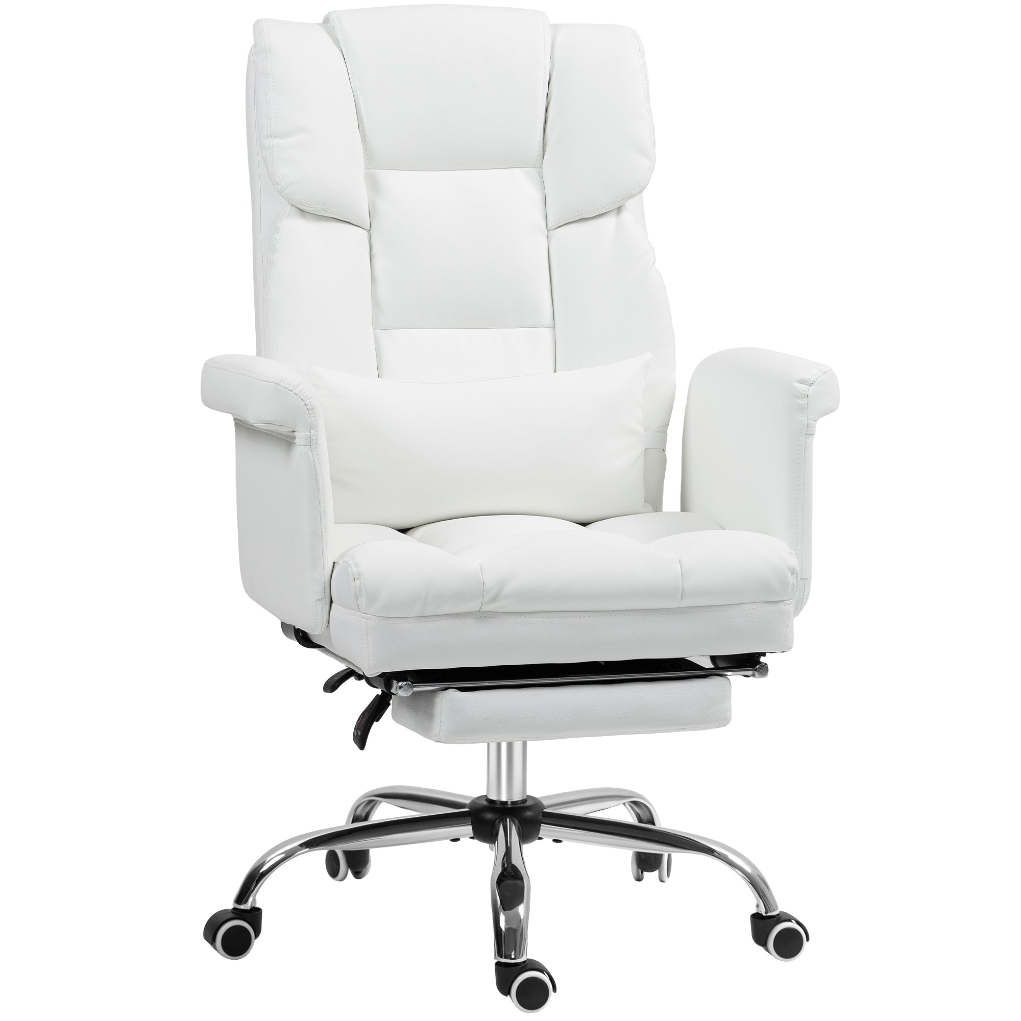 Executive Office Chair with Footrest and Lumbar Support, White