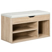 HOMCOM Shoes Cabinet Bench Hidden Storage Padded Seat Organiser Footwear Rack Hallway Oak Tone