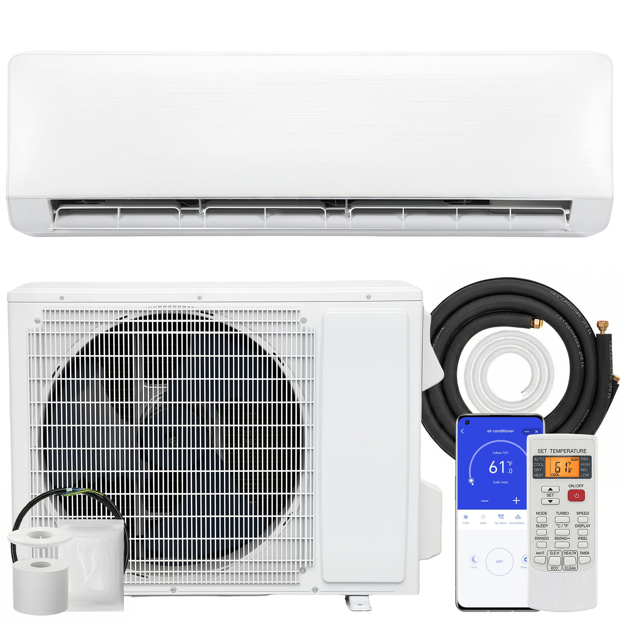 24000 BTU Mini Split Air Conditioner and Heat Pump, 22 SEER2 230V WIFI Enabled Energy Efficient Ductless Inverter AC Unit Cools up to 1500 Sq.Ft, Works with Alexa, Installation Kit