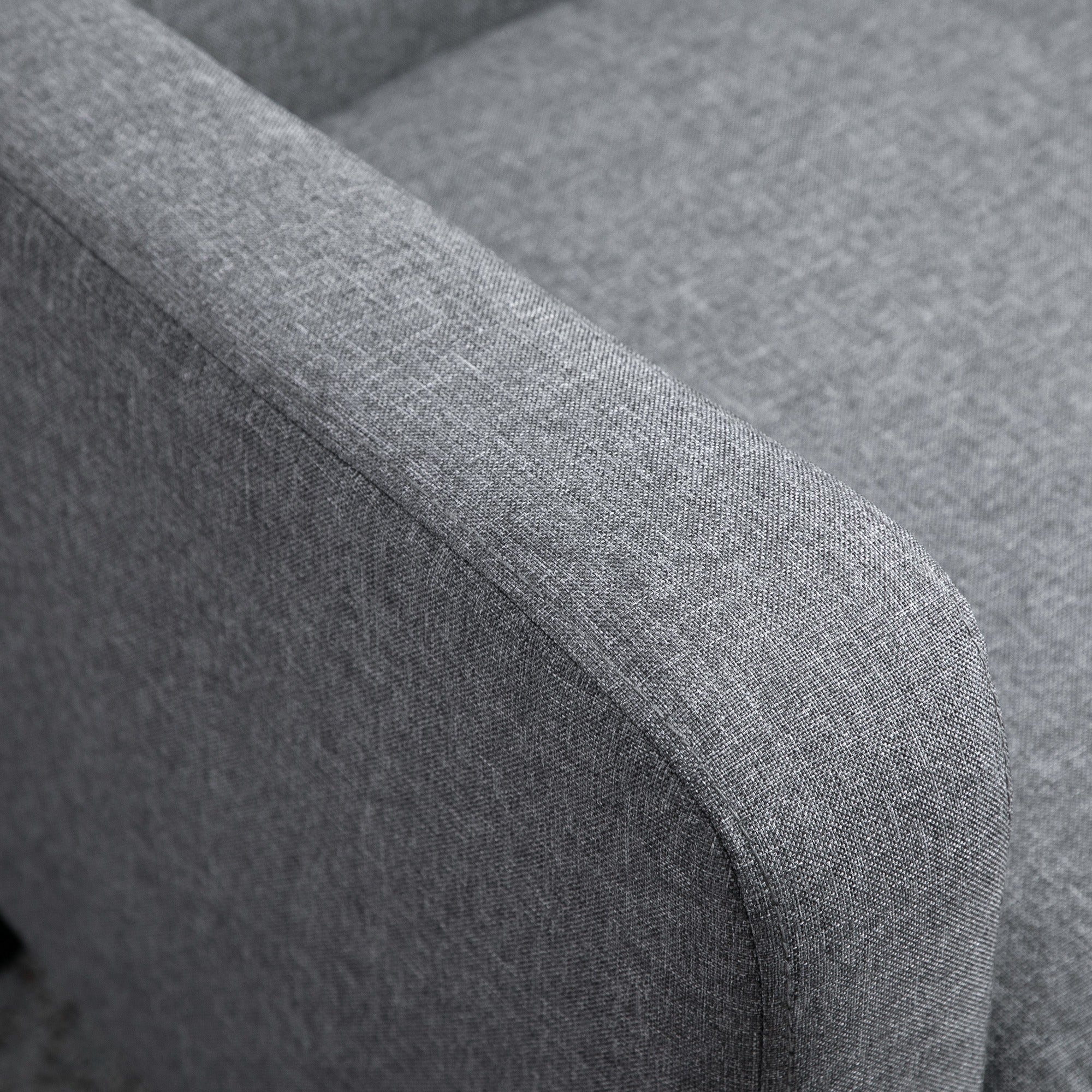 HOMCOM Modern Armchair with Rubber Wood Legs, Upholstered Accent Chair, Single Sofa for Living Room, Bedroom, Grey