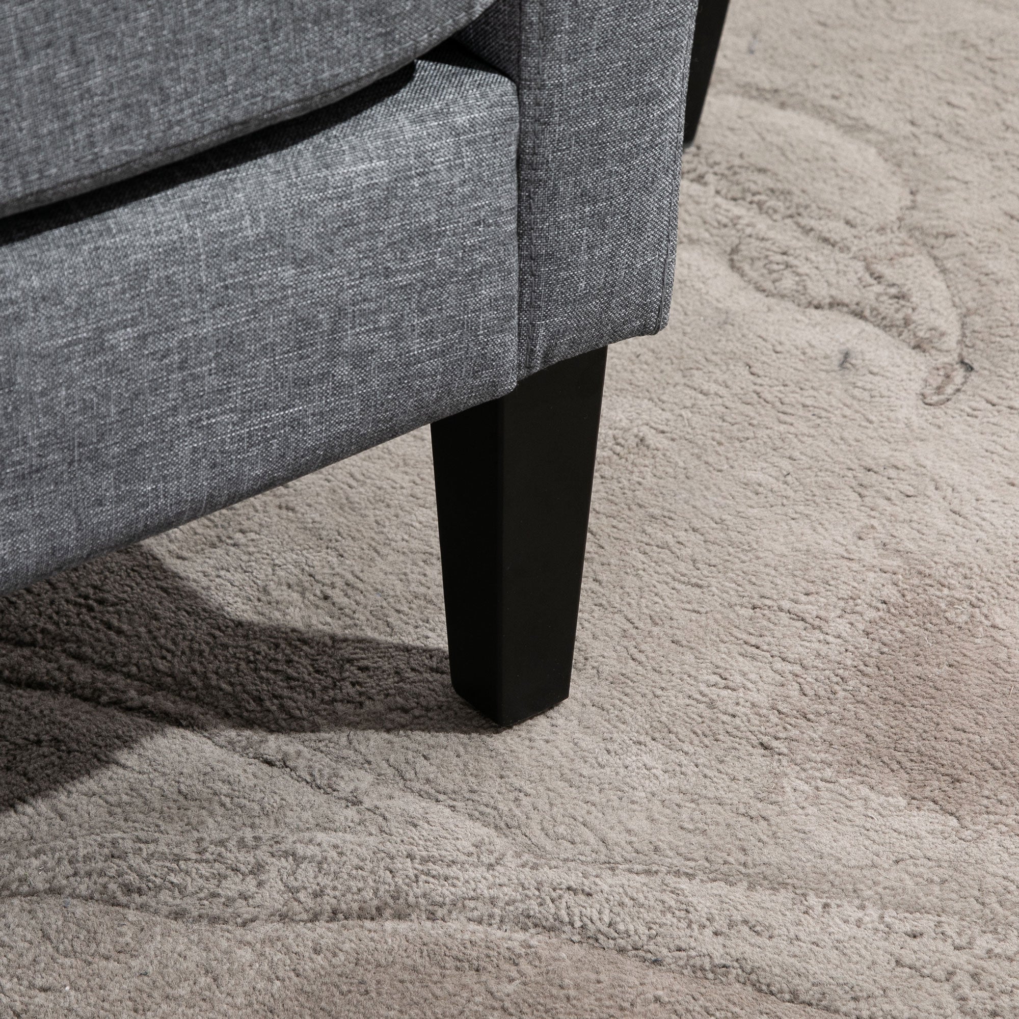 HOMCOM Modern Armchair with Rubber Wood Legs, Upholstered Accent Chair, Single Sofa for Living Room, Bedroom, Grey