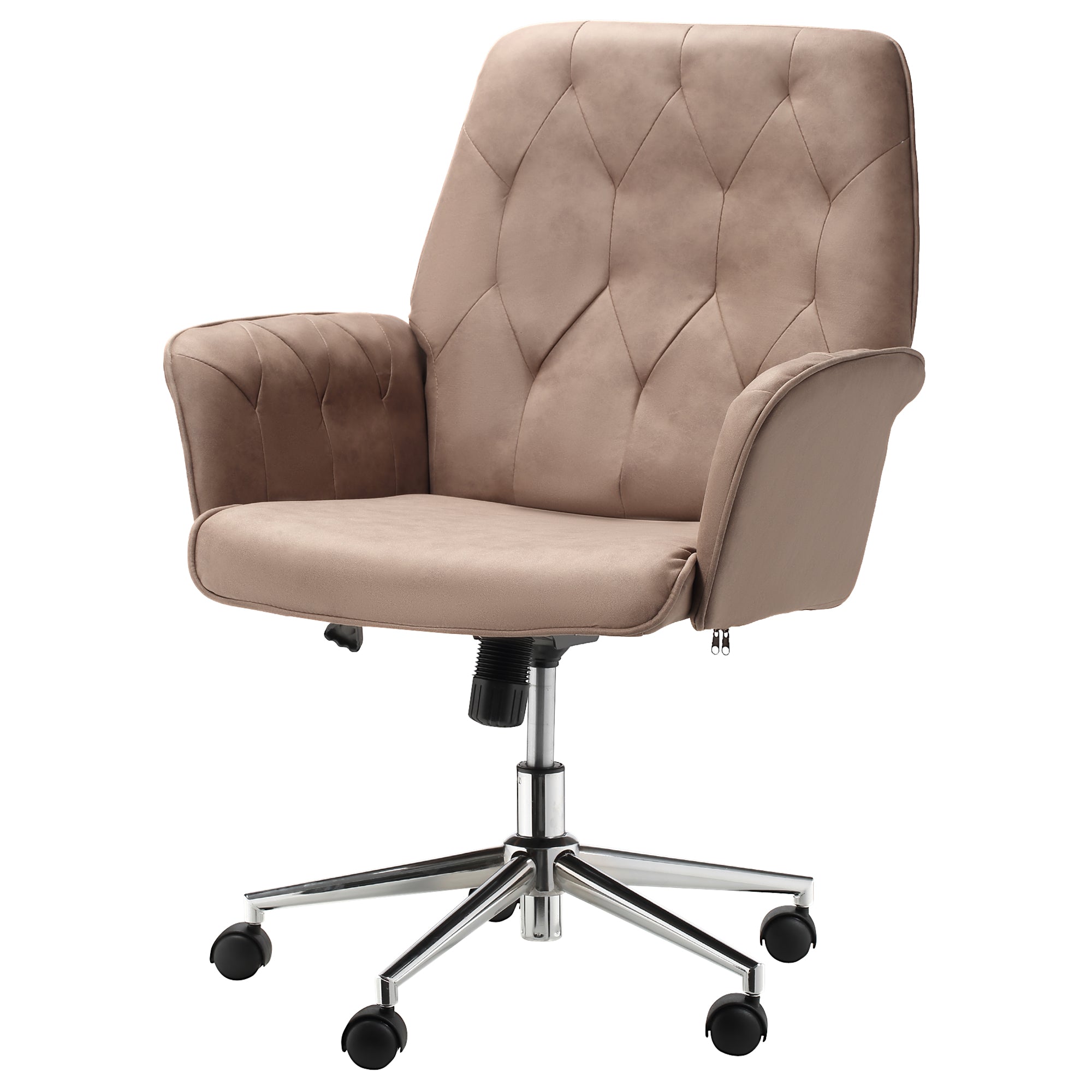 Vinsetto Office Desk Chair, Microfibre Vanity Chair with Height Adjustable, Armrest, Swivel Chair for Home, Coffee