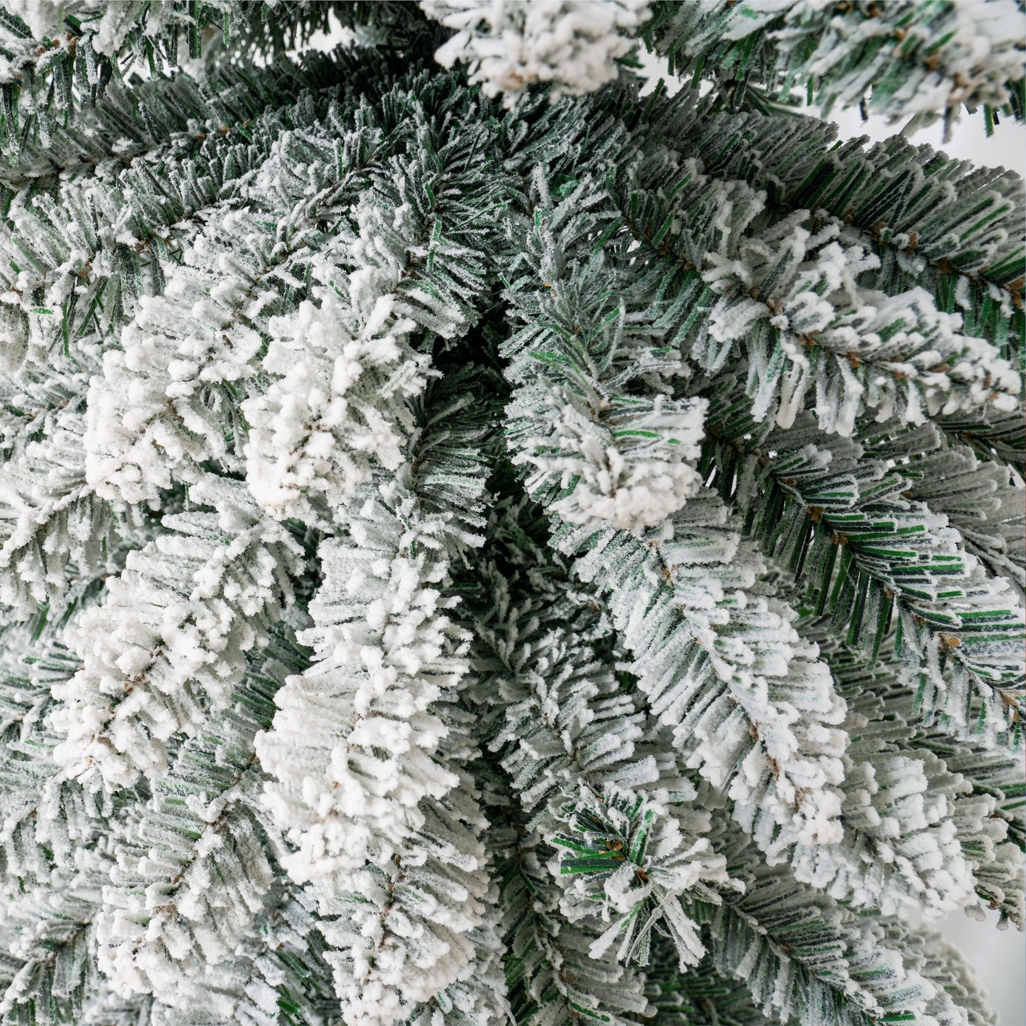 HOMCOM 9 FT Snow-Flocked Artificial Christmas Tree, Slim Pencil Xmas Tree with Realistic Branches, Metal Base, Green