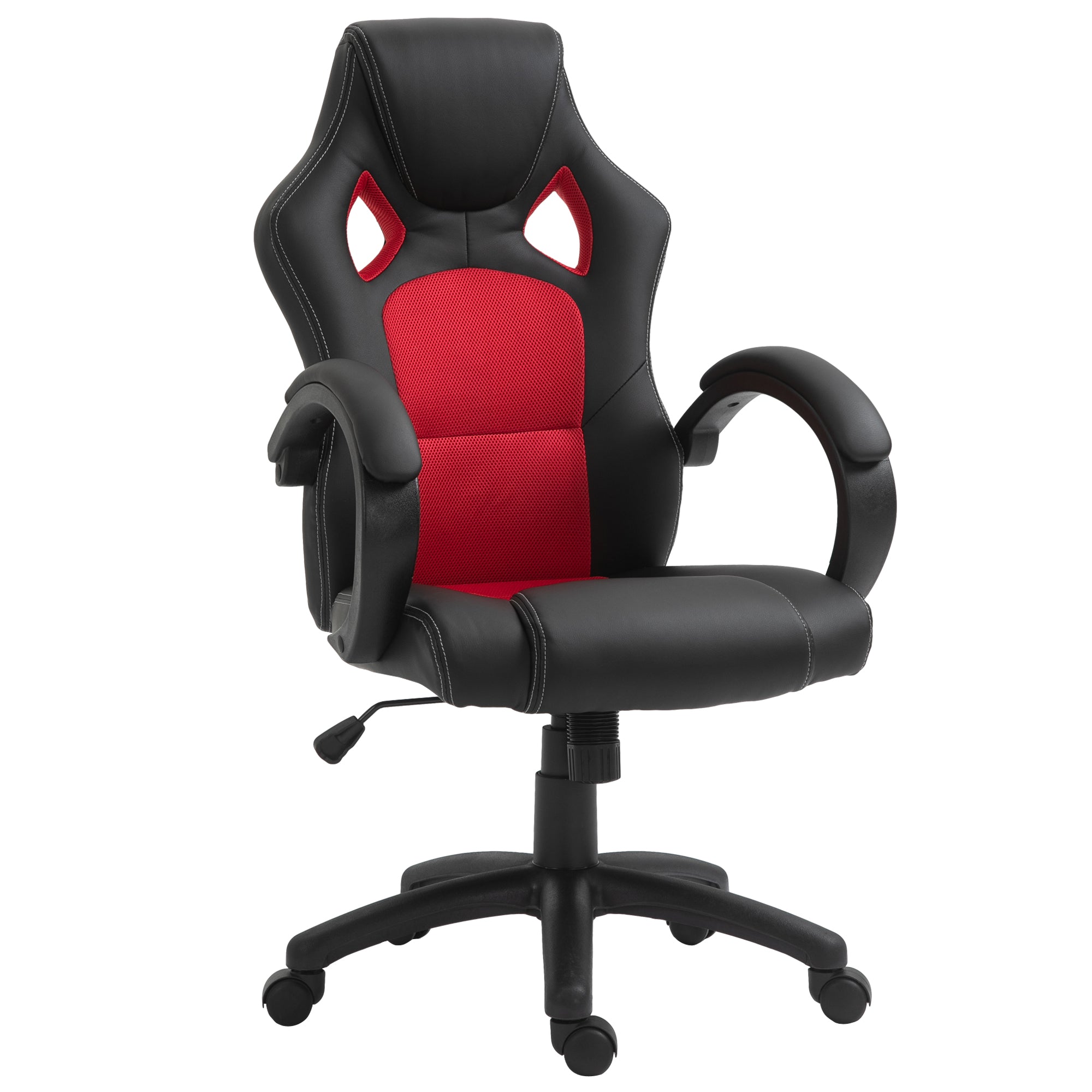 Vinsetto High-Back Gaming Chair Faux Leather Swivel Computer Racing Gamer Desk Chair for Home Office with Wheels, Red