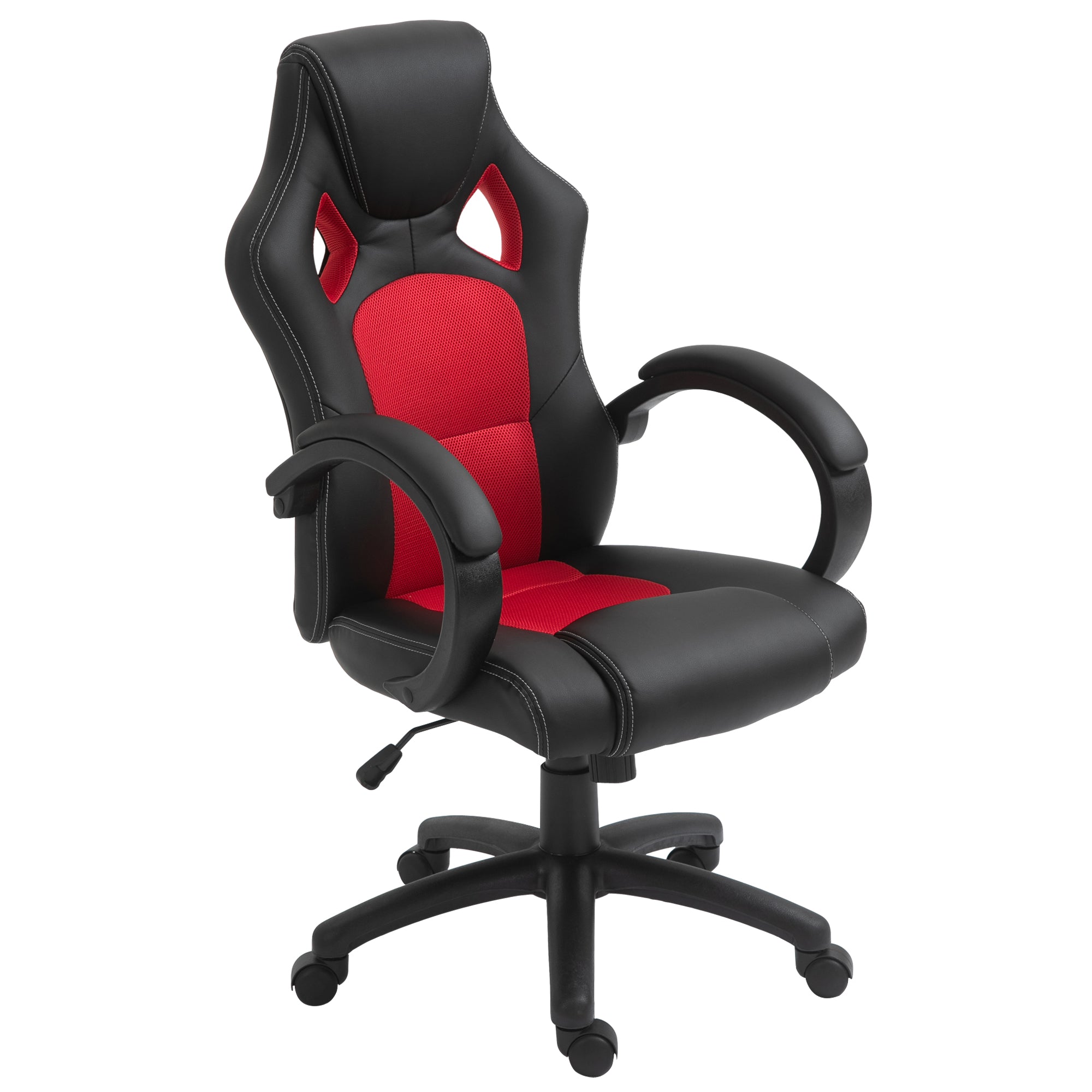 Vinsetto High-Back Gaming Chair Faux Leather Swivel Computer Racing Gamer Desk Chair for Home Office with Wheels, Red