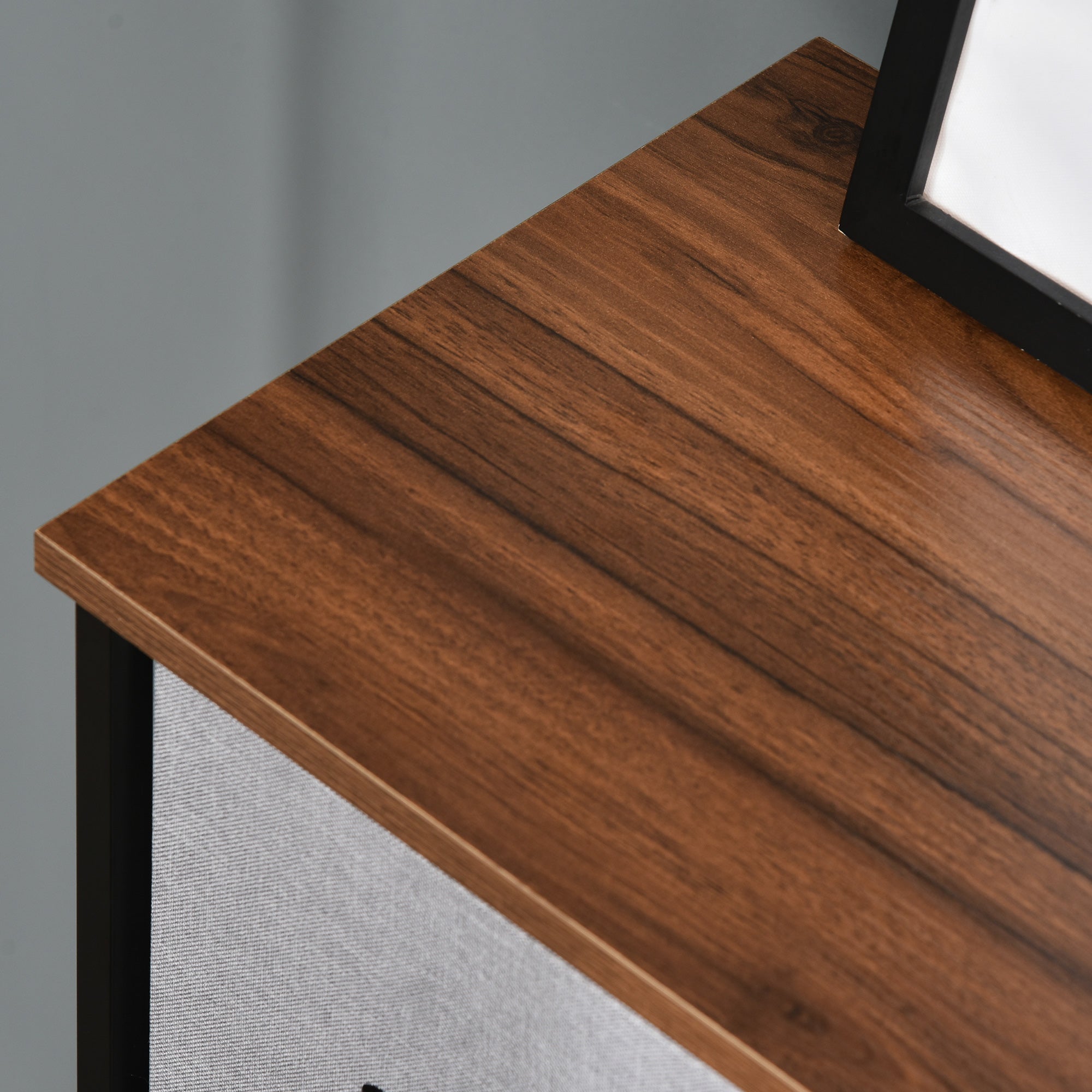 Dresser for Bedroom with 9 Drawers, 4-Tier Fabric Chest of Drawers, Tall Dresser Storage Tower with Steel Frame and Wooden Top for Closets, Nursery Room, Grey