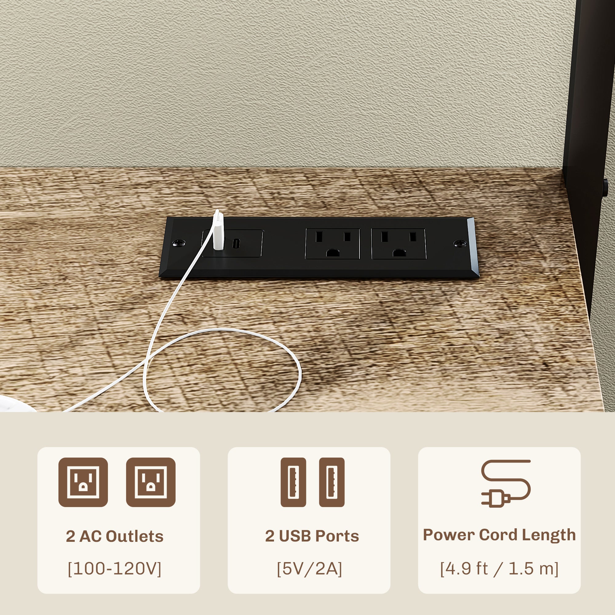 HOMCOM Kitchen Bakers Rack with Power Outlet, Coffee Bar Cabinet with Storage Shelves, Microwave Stand with Louvred Door Cabinets, Gray Wood Grain