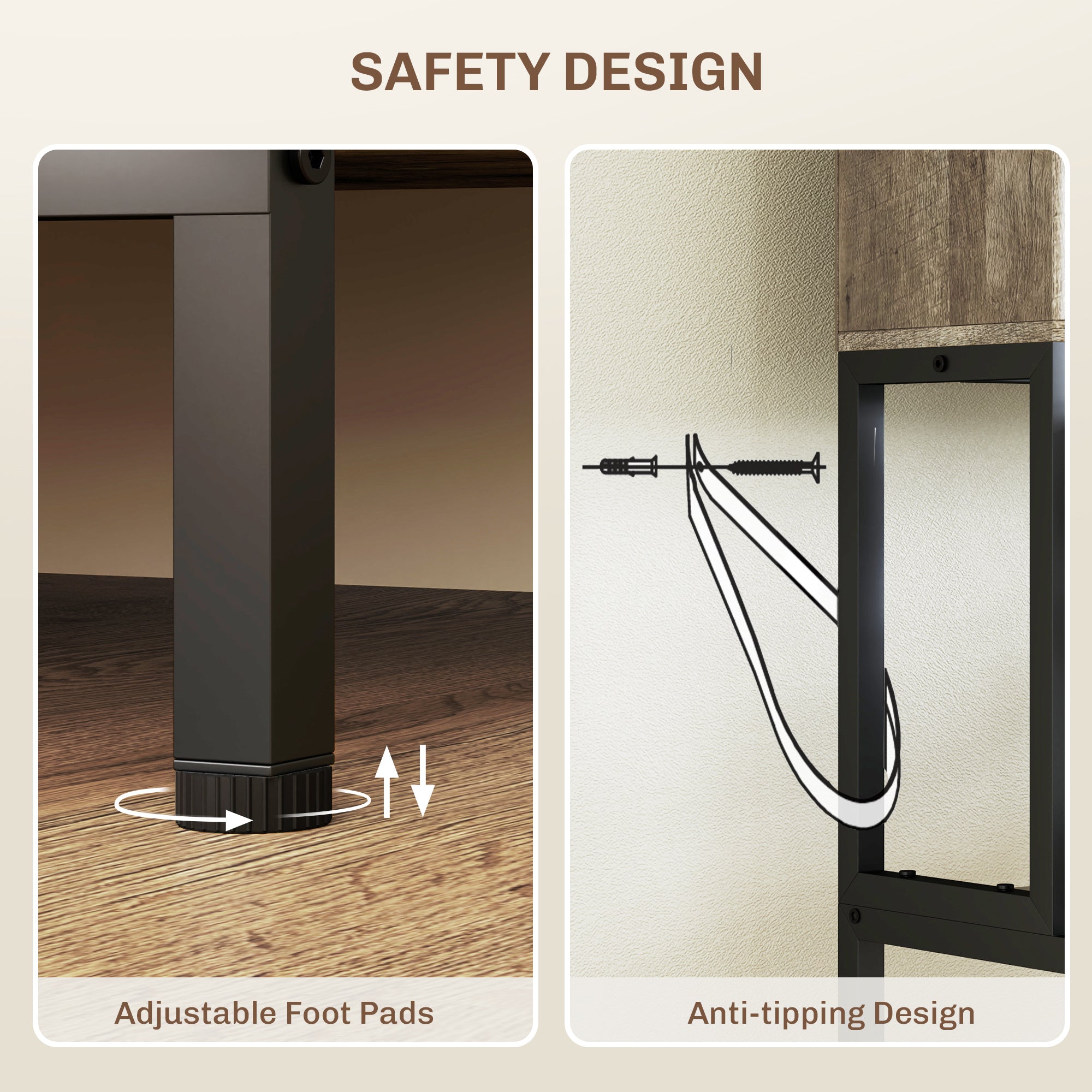 HOMCOM Kitchen Bakers Rack with Power Outlet, Coffee Bar Cabinet with Storage Shelves, Microwave Stand with Louvred Door Cabinets, Gray Wood Grain