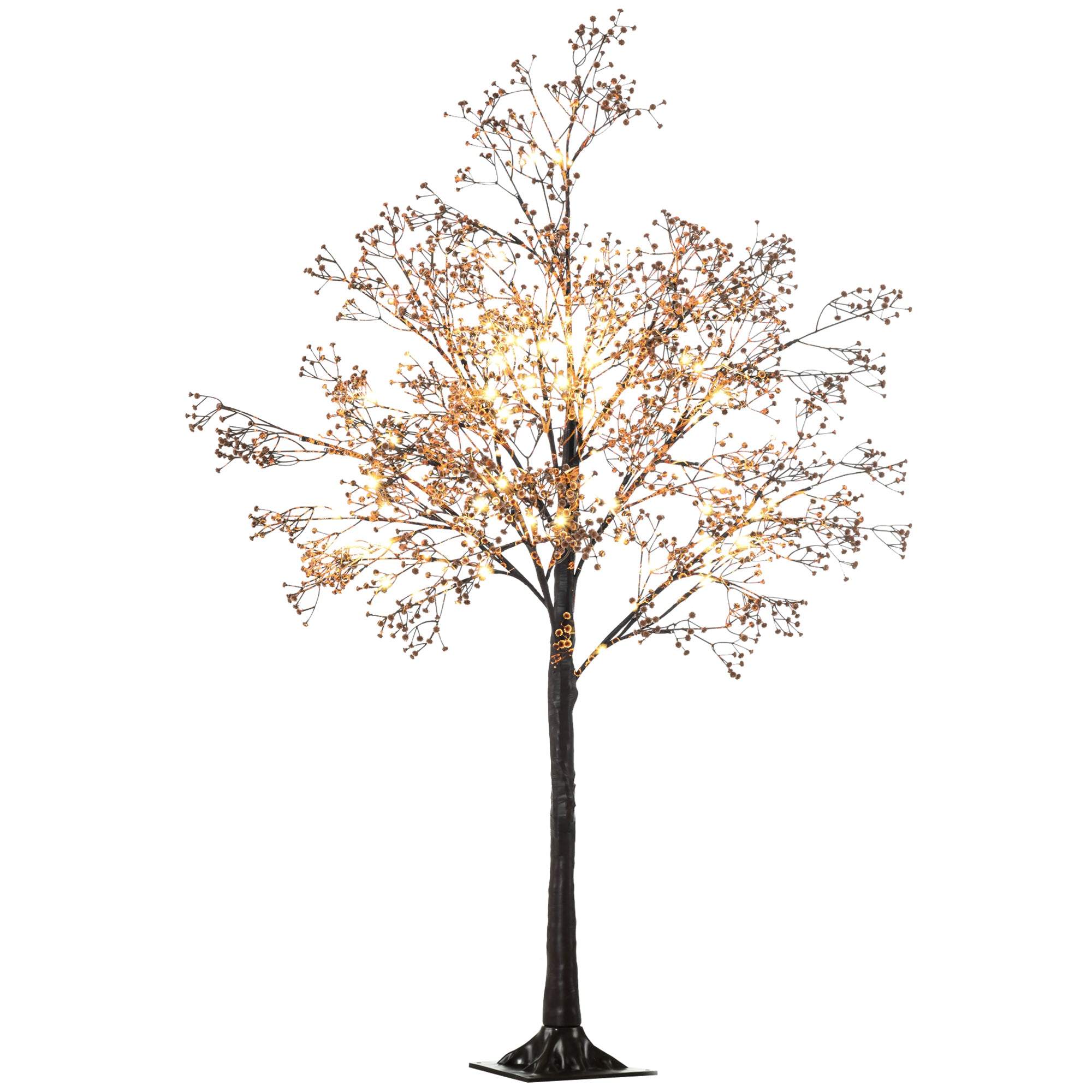 HOMCOM 4ft Artificial Gypsophila Blossom Tree Light with 72 Warm White LED Light, Baby Breath Flowers for Home Party Wedding, Indoor and Outdoor Use