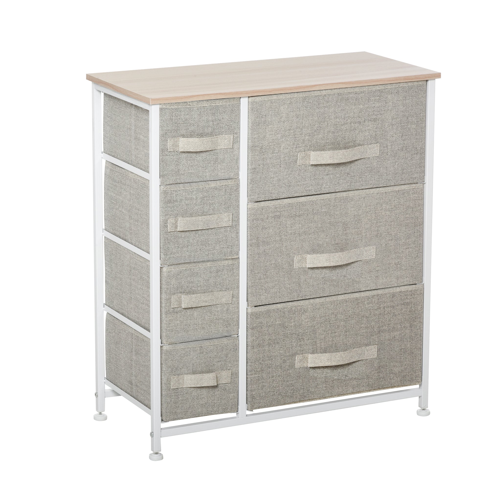 Dresser for Bedroom with 7 Drawers, Chest of Drawers with Metal Frame, Fabric Dresser for Living Room, Entryway, Hallway, Light Grey