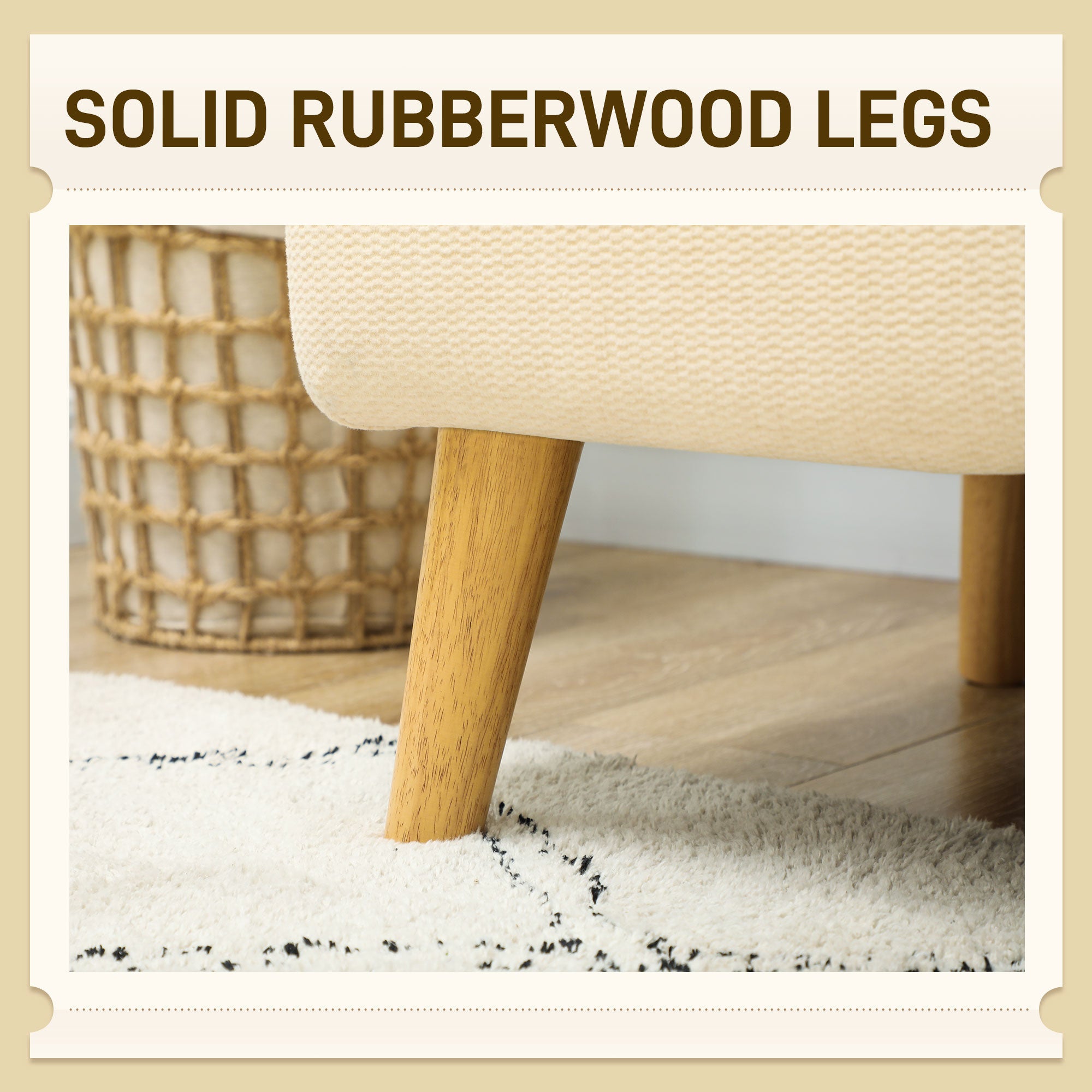 HOMCOM 2 Seater Sofa, Small Sofa Couch with 21cm Thick Padding and Wood Legs, Modern Velvet Feel Fabric Loveseat for Living Room, Bedroom, Home Office, Cream White