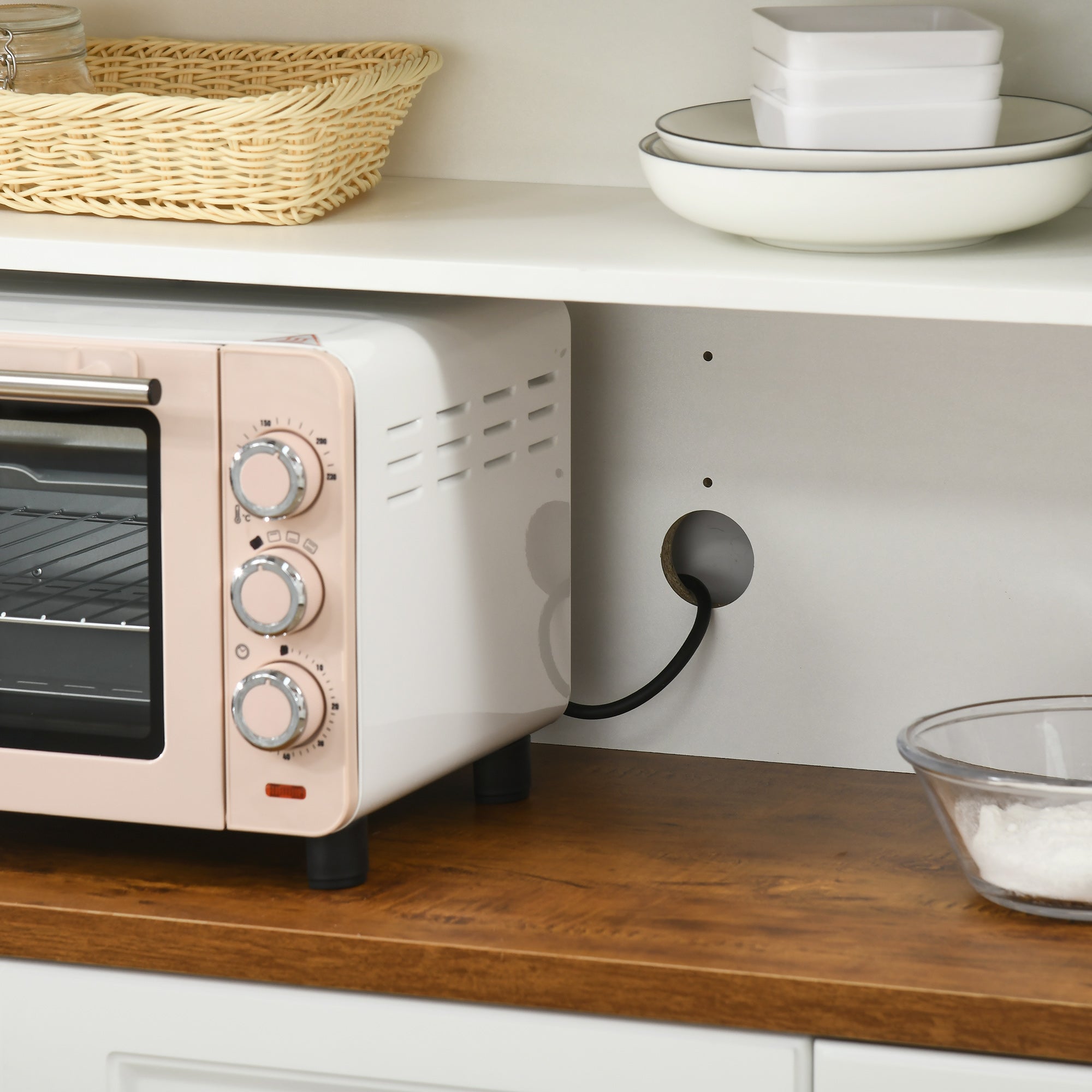 71" Freestanding Buffet with Hutch Farmhouse Storage Cabinet White