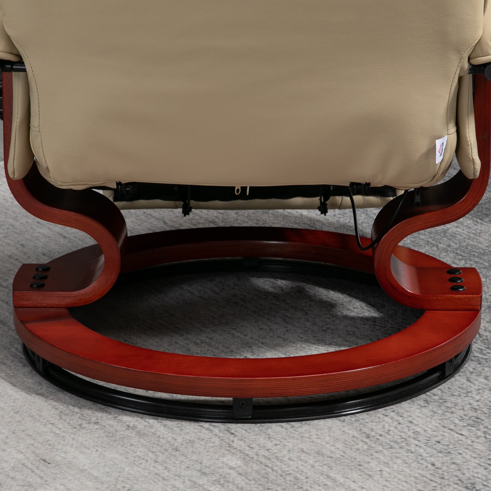 HOMCOM Manual Recliner Chair Armchair Sofa with Faux Leather Upholstered Wooden Base for Living Room Bedroom, Cream White