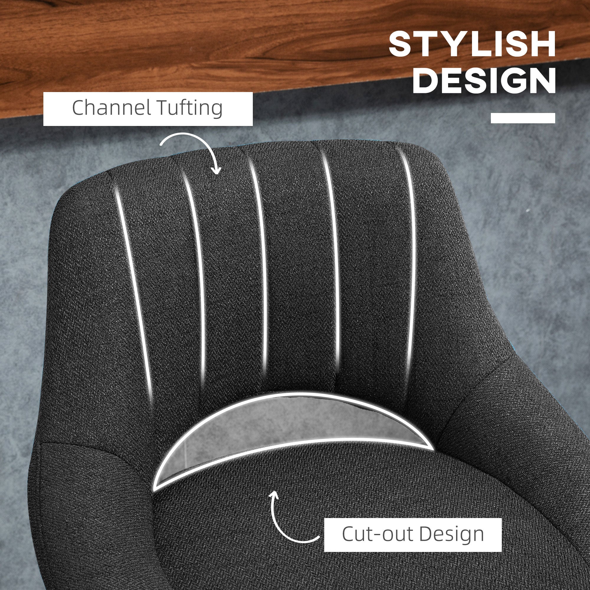 HOMCOM Bar Stools Set of 2, Swivel Counter Height Barstools with Adjustable Height, Linen Upholstered Bar Chairs with Round Metal Base and Footrest, Black