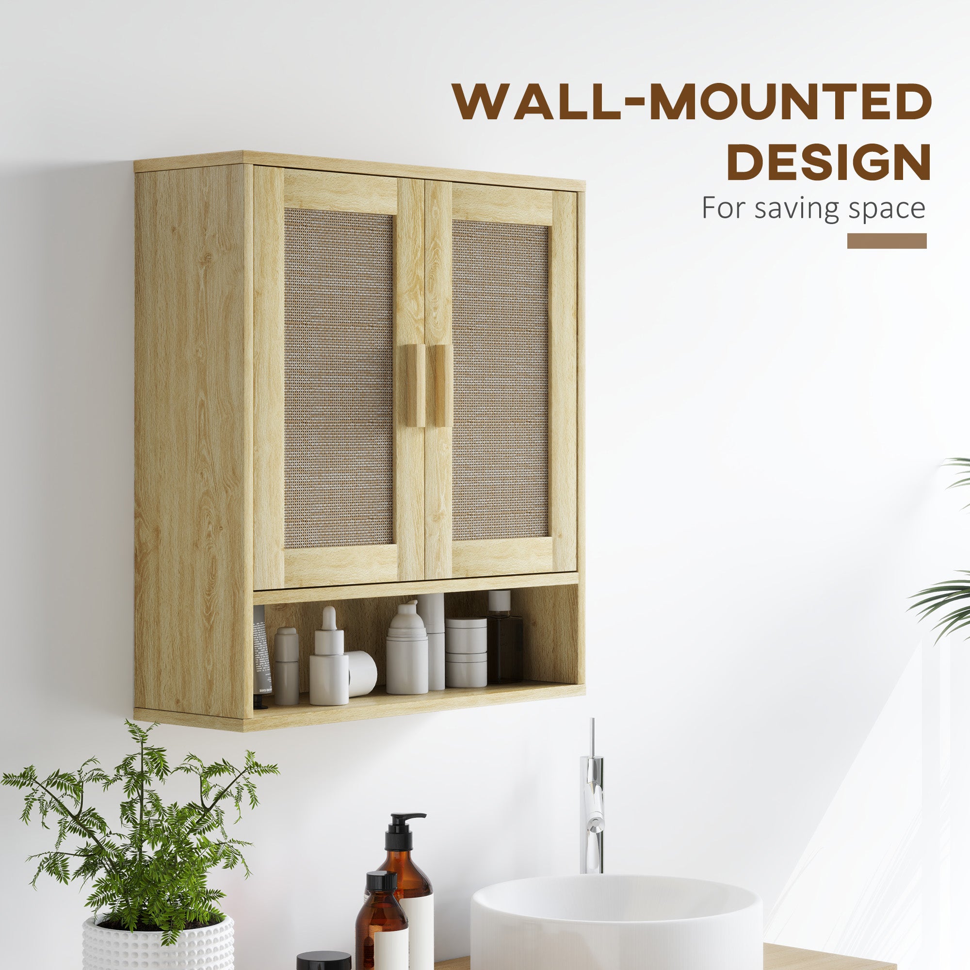 Over the Toilet Bathroom Cabinet with 2 Doors and Adjustable Shelf Distressed Oak