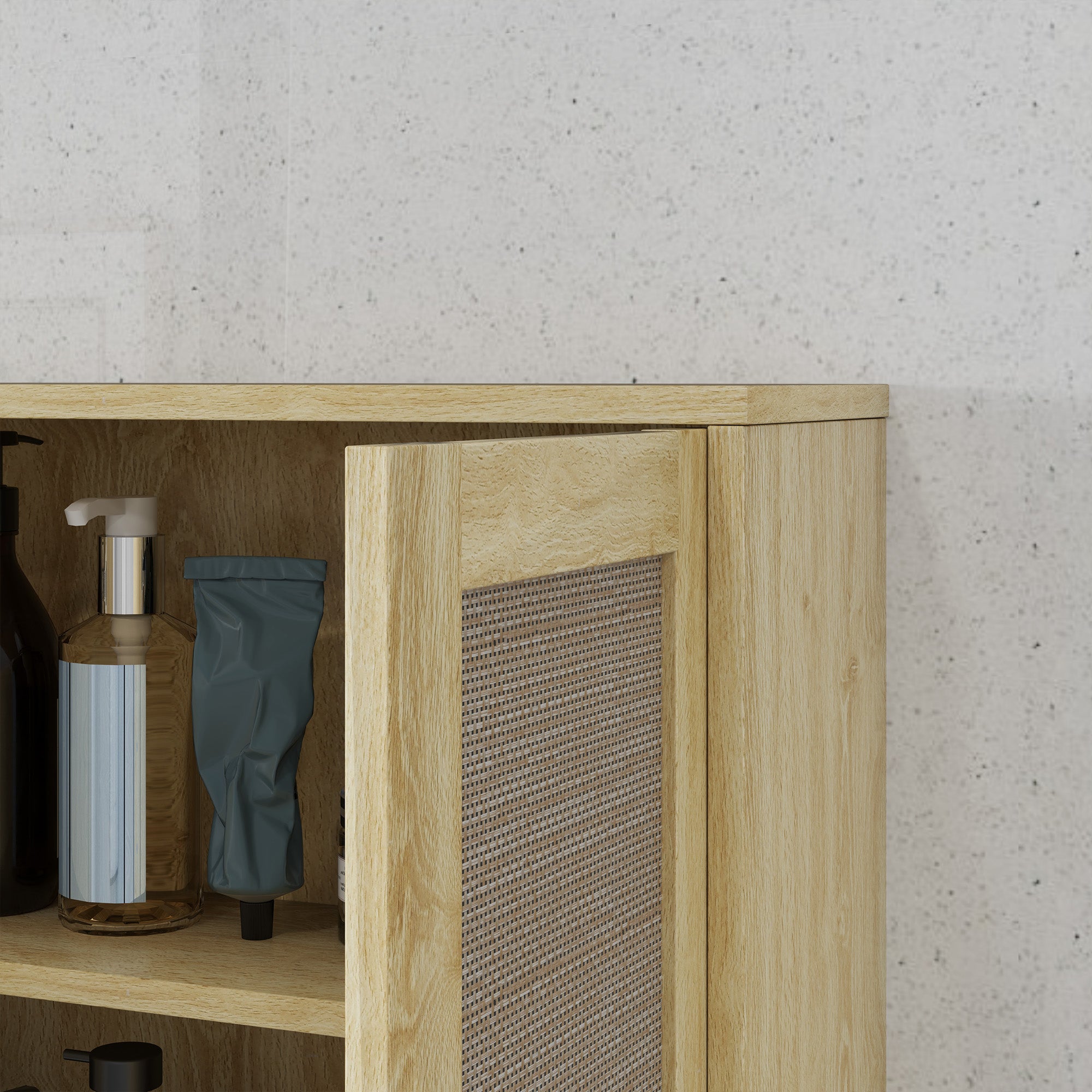 Over the Toilet Bathroom Cabinet with 2 Doors and Adjustable Shelf Distressed Oak