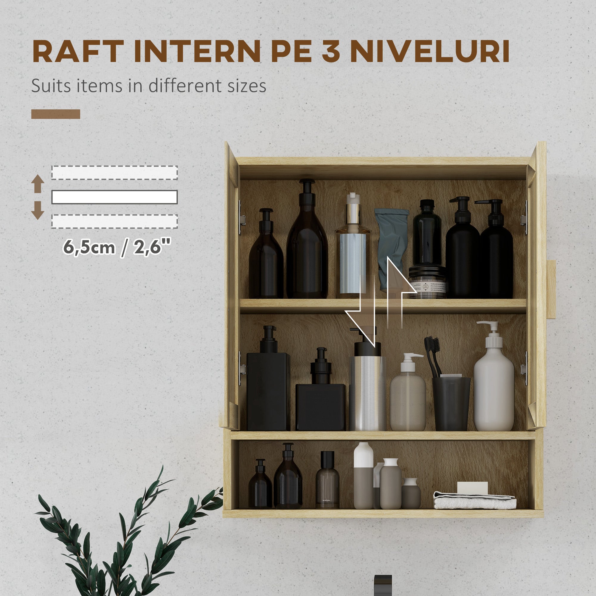 Over the Toilet Bathroom Cabinet with 2 Doors and Adjustable Shelf Distressed Oak