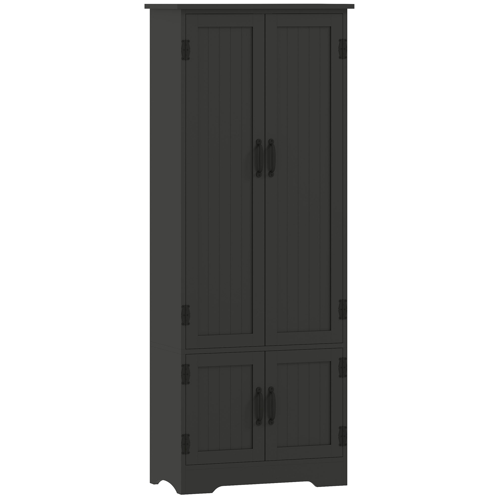 60" Kitchen Pantry Cabinet, Freestanding Kitchen Storage Cabinet with Adjustable Shelves and Doors, Black