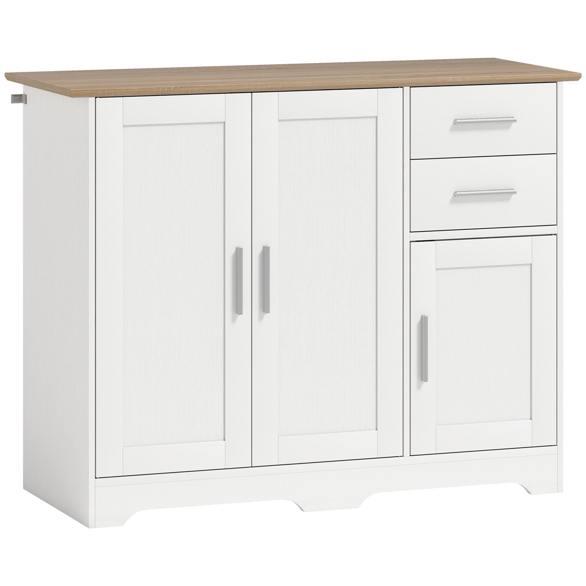 40" Sideboard Buffet Cabinet, Modern Kitchen Storage Cabinet with 2 Drawers, 3 Doors & Adjustable Shelf, Coffee Bar Station, White