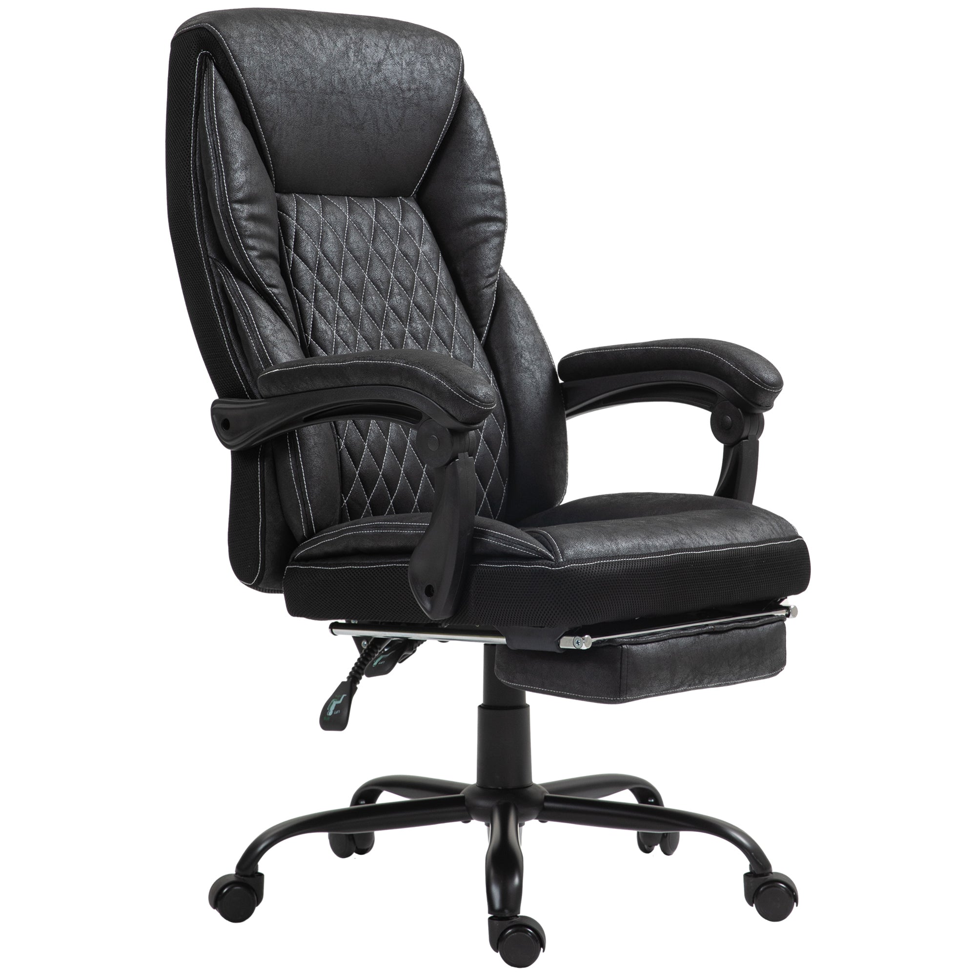 Executive Office Chair with Footrest High Back Desk Chair Reclining Swivel Chair Black