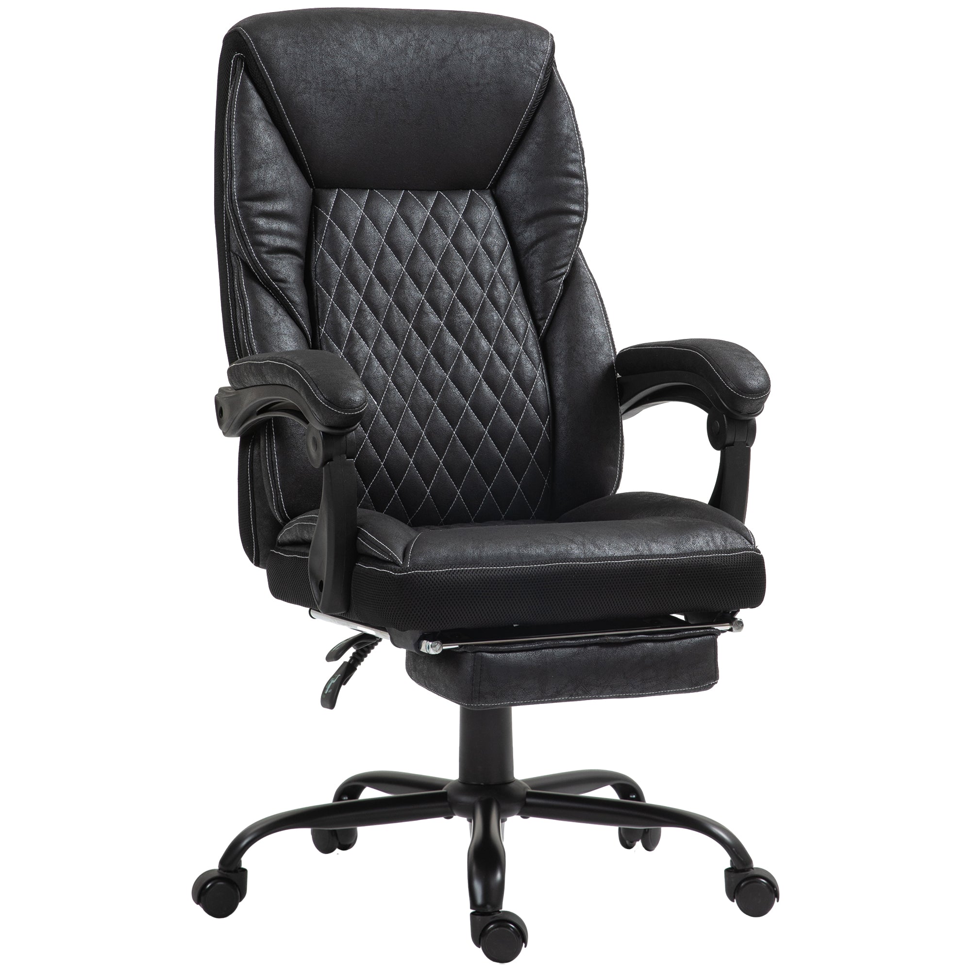 Executive Office Chair with Footrest High Back Desk Chair Reclining Swivel Chair Black