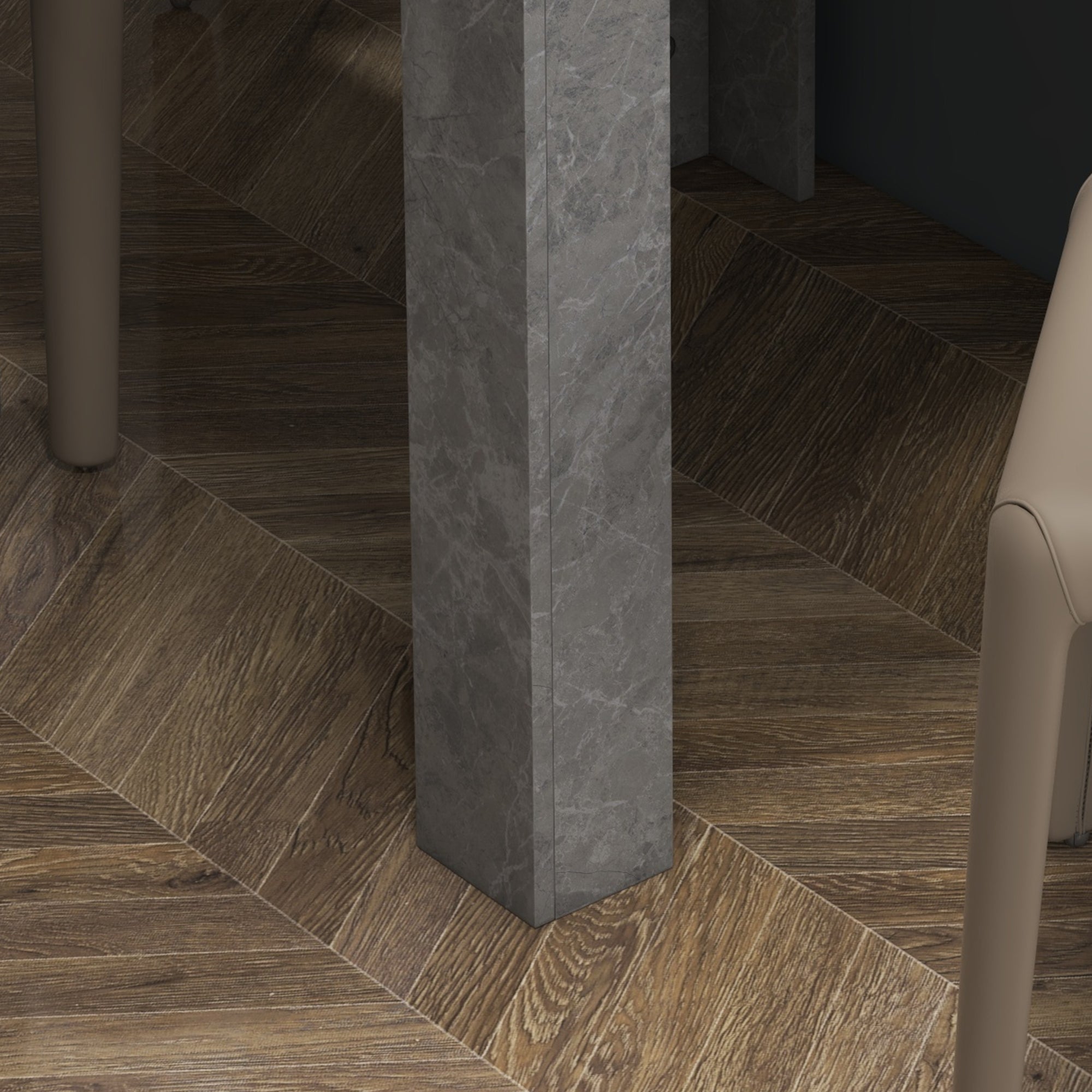 HOMCOM Square Dining Table for 2, Modern Kitchen Table with Faux Concrete Effect, Non-slip Foot Pads for Living Room, Dining Room, Cement Grey